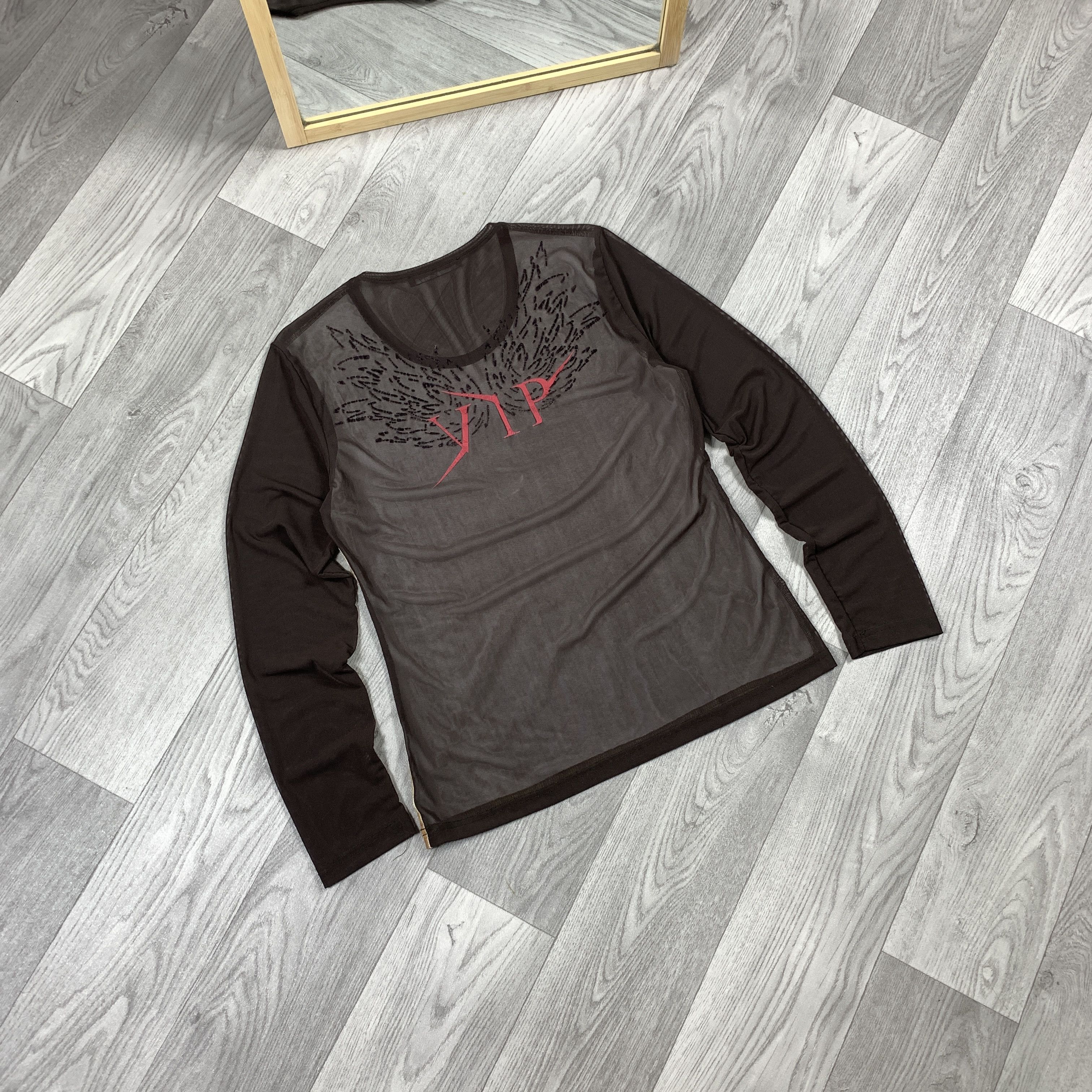 Vintage Vintage Betty Barclay 90s Mesh Brown Longsleeve Tee Shirt Size M / US 6-8 / IT 42-44 - 4 Thumbnail