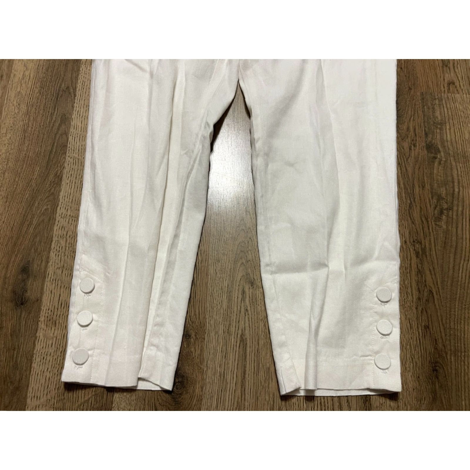J. Jill J. Jill Pants Women's Medium White Pull On Linen Blend Stretch Casual Regular Inseam 25 in Ankle (Free Return) Size 32" / US 10 / IT 46 - 3 Thumbnail