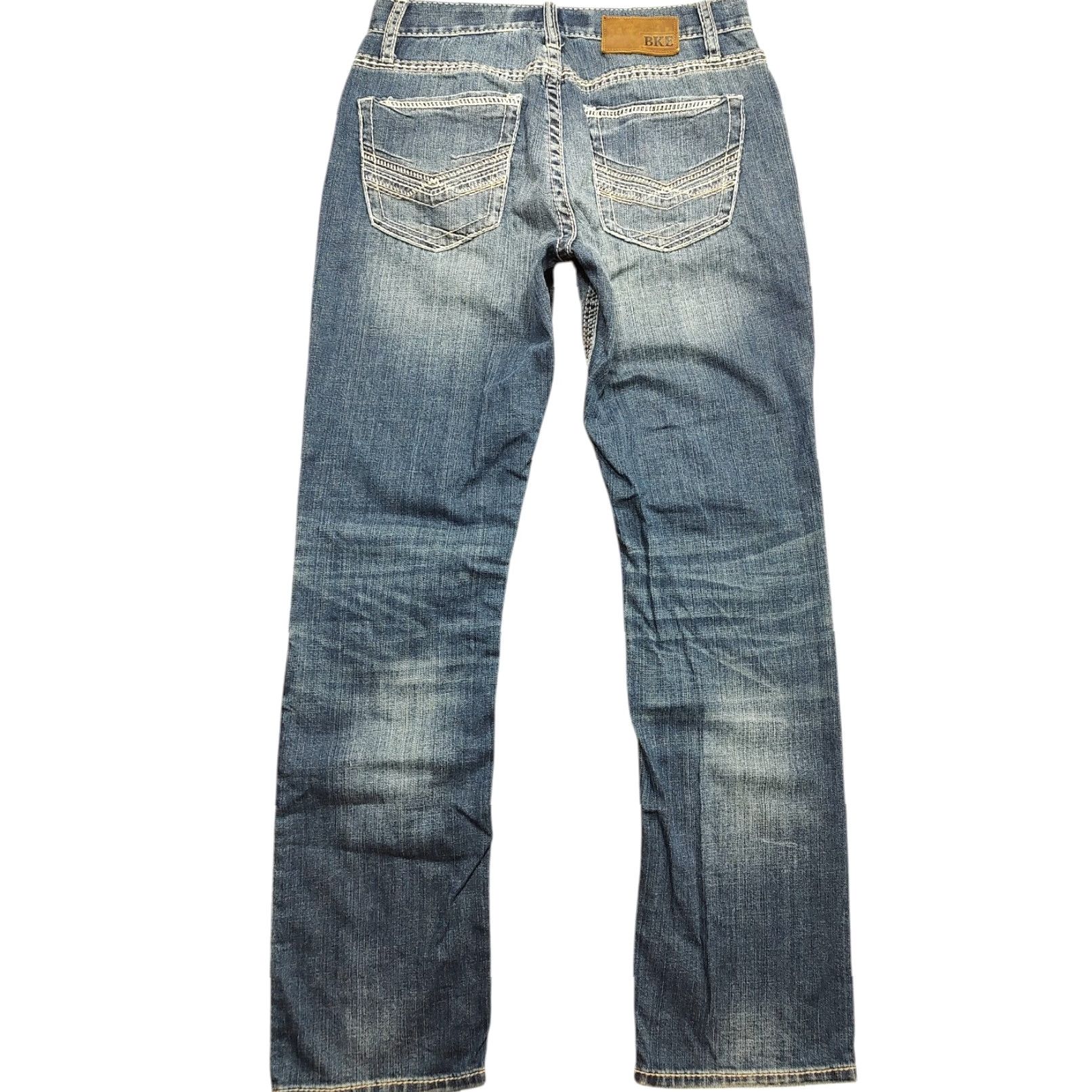 BKE BKE Jake Straight Jeans Mens 30x31 Blue Medium Wash Denim 5-Pocket Zip Button Regular Rise 9 in Inseam 31 in Cotton Spandex Casual USA Cowboy Rock Size US 30 / EU 46 - 2 Thumbnail