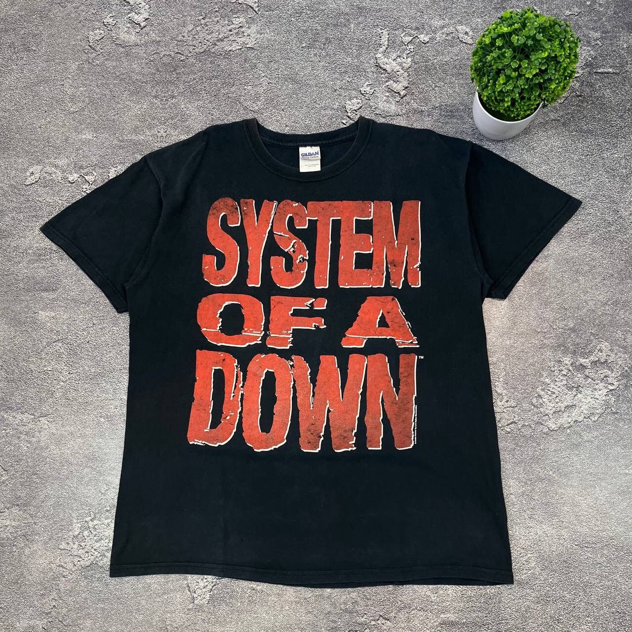 Vintage Vintage 90s Cotton System Of a Down Big Logo Black T-Shirt Size US L / EU 52-54 / 3 - 12 Thumbnail
