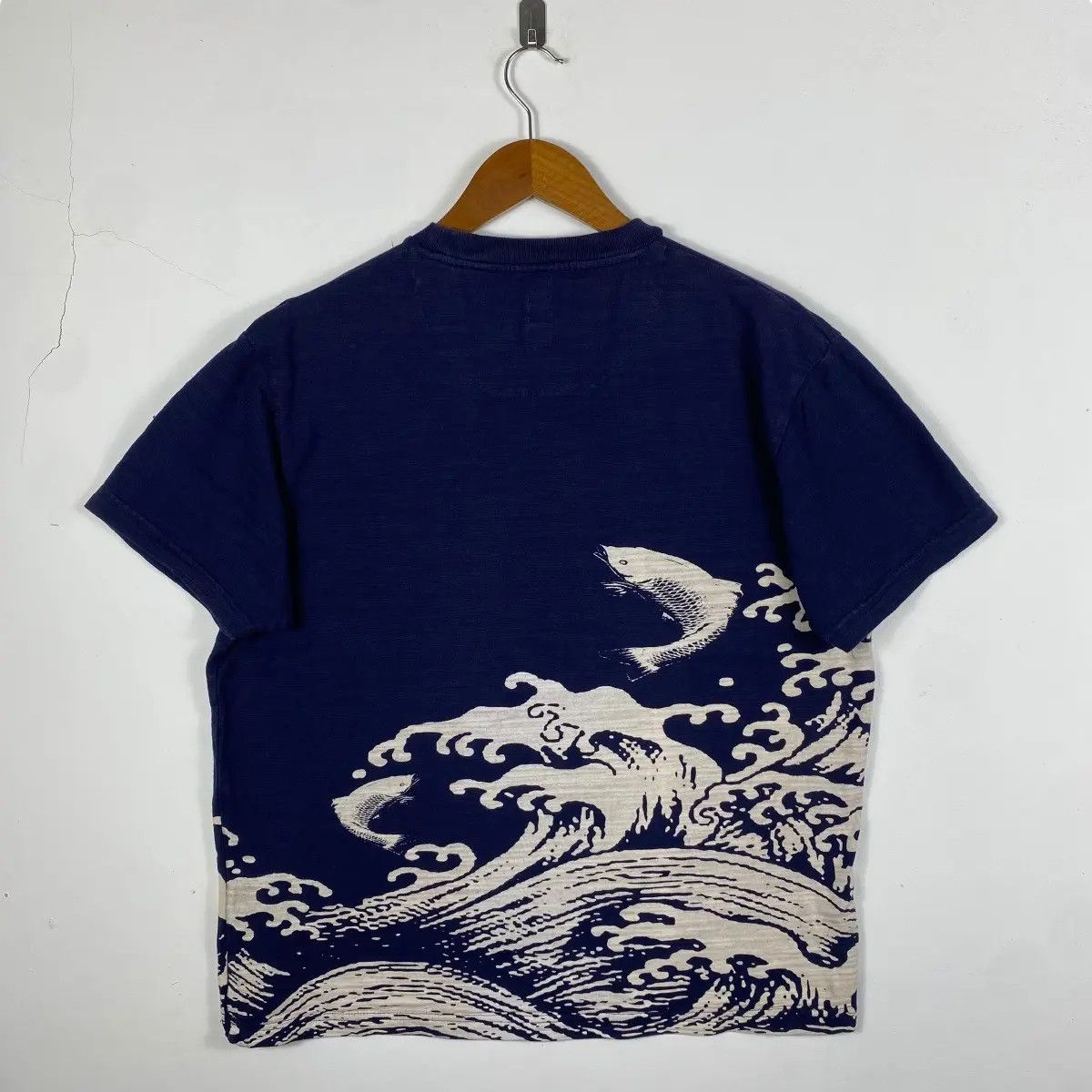 Indigo × Japanese Brand Japanese Traditional Indigo Great Wave Graphic Tee Shirt Size US L / EU 52-54 / 3 - 6 Thumbnail