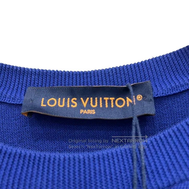 Louis Vuitton Louis Vuitton White and blue color-block printed logo knit Size US L / EU 52-54 / 3 - 3 Thumbnail