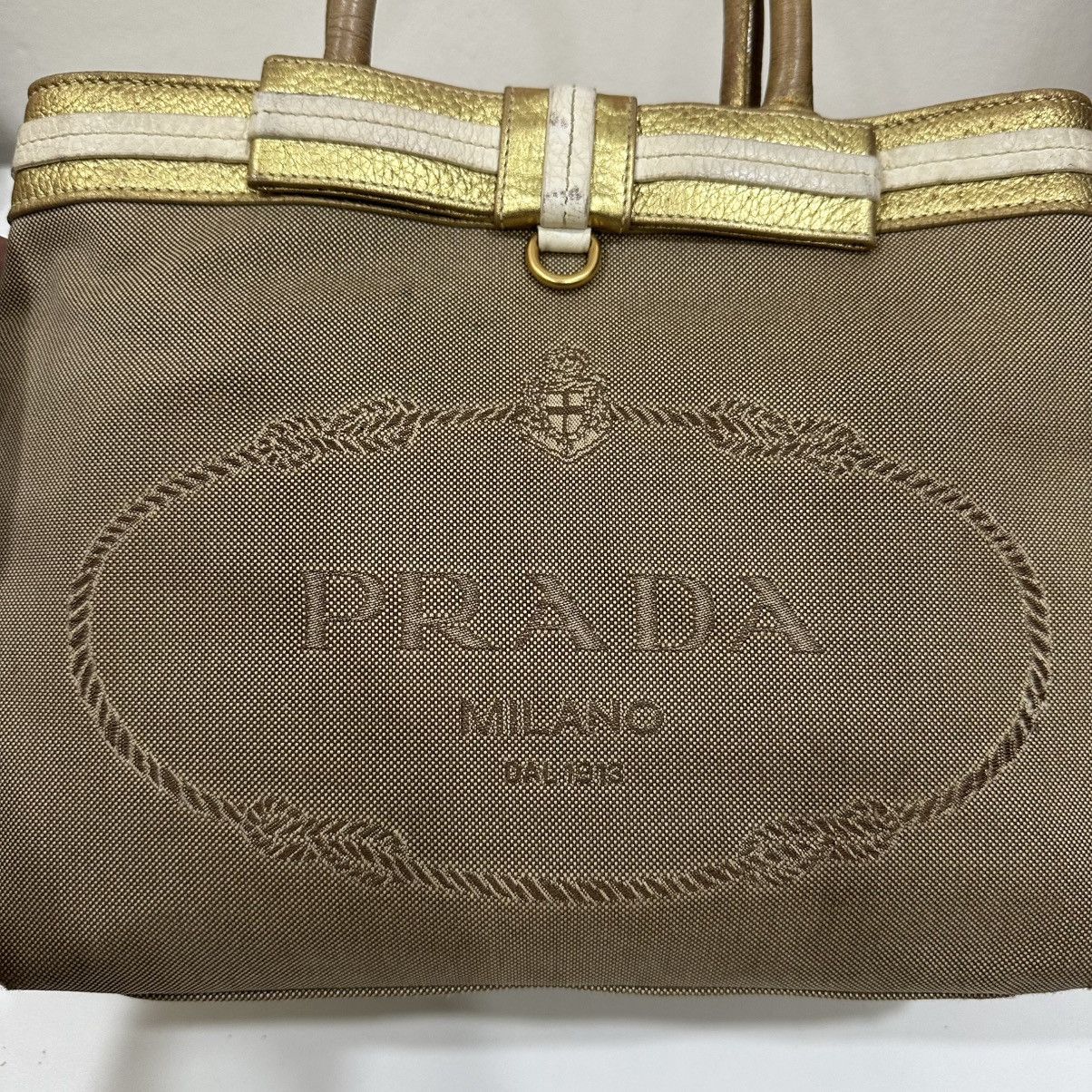 Prada PRADA JACQUARD TOTE BAG WITH A BOW ACCENT Size ONE SIZE - 13 Thumbnail