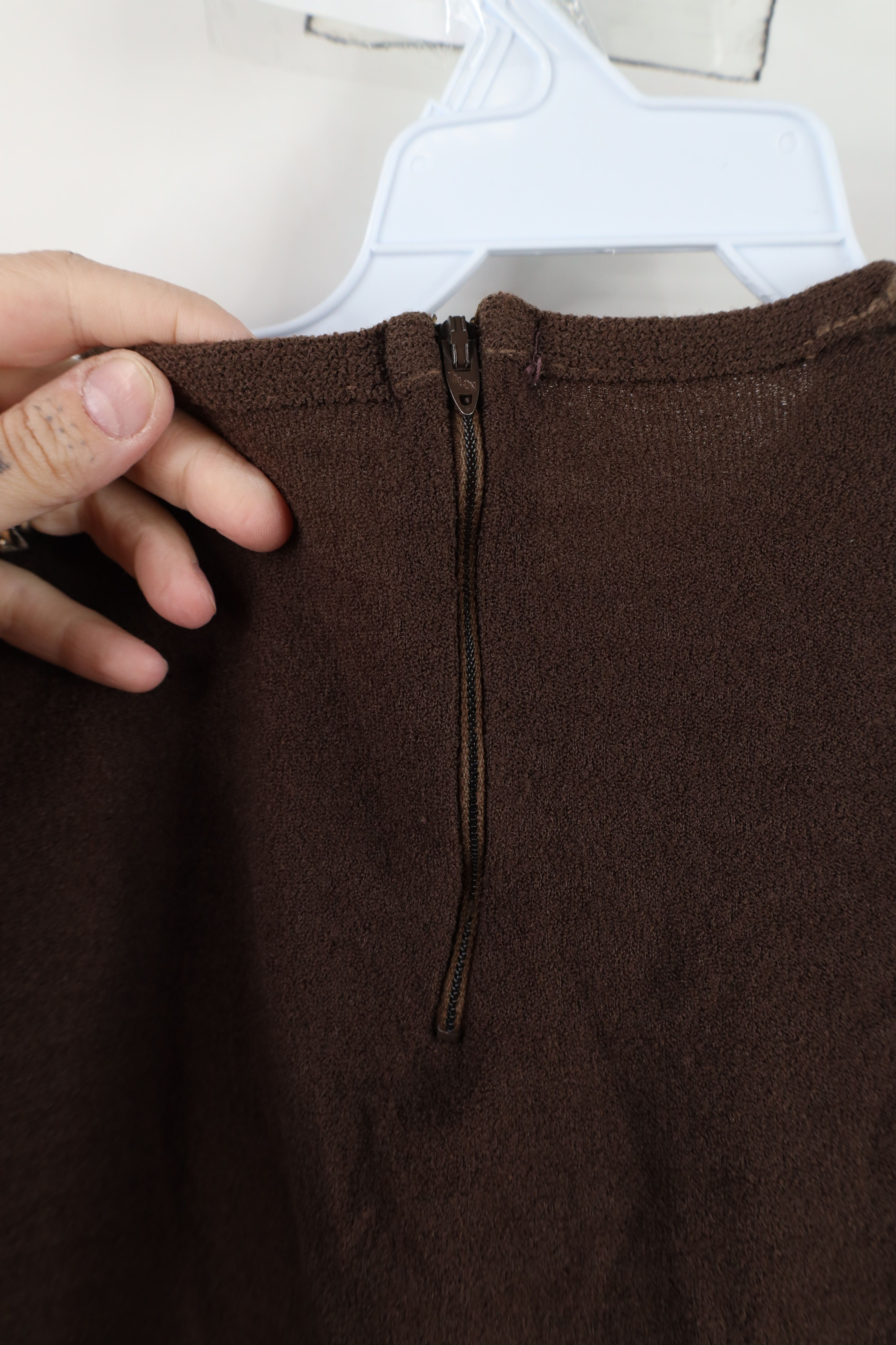 Vintage Vintage 60s 70s Streetwear Knit Back Zip T-Shirt Brown USA Size XS / US 0-2 / IT 36-38 - 8 Thumbnail