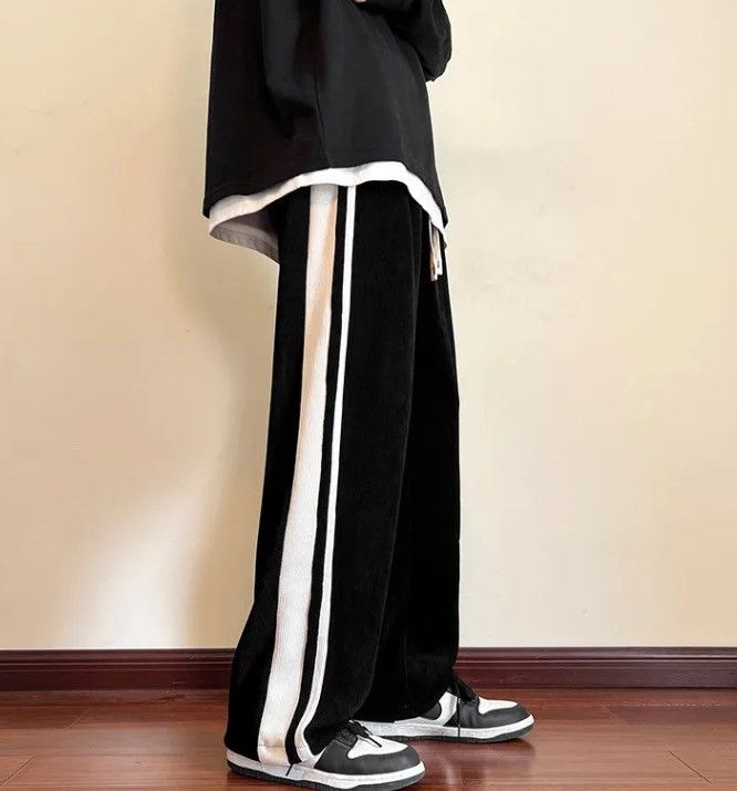Japanese Brand Black Color Baggy Striped Sweatpants Size US 34 / EU 50 - 7 Thumbnail