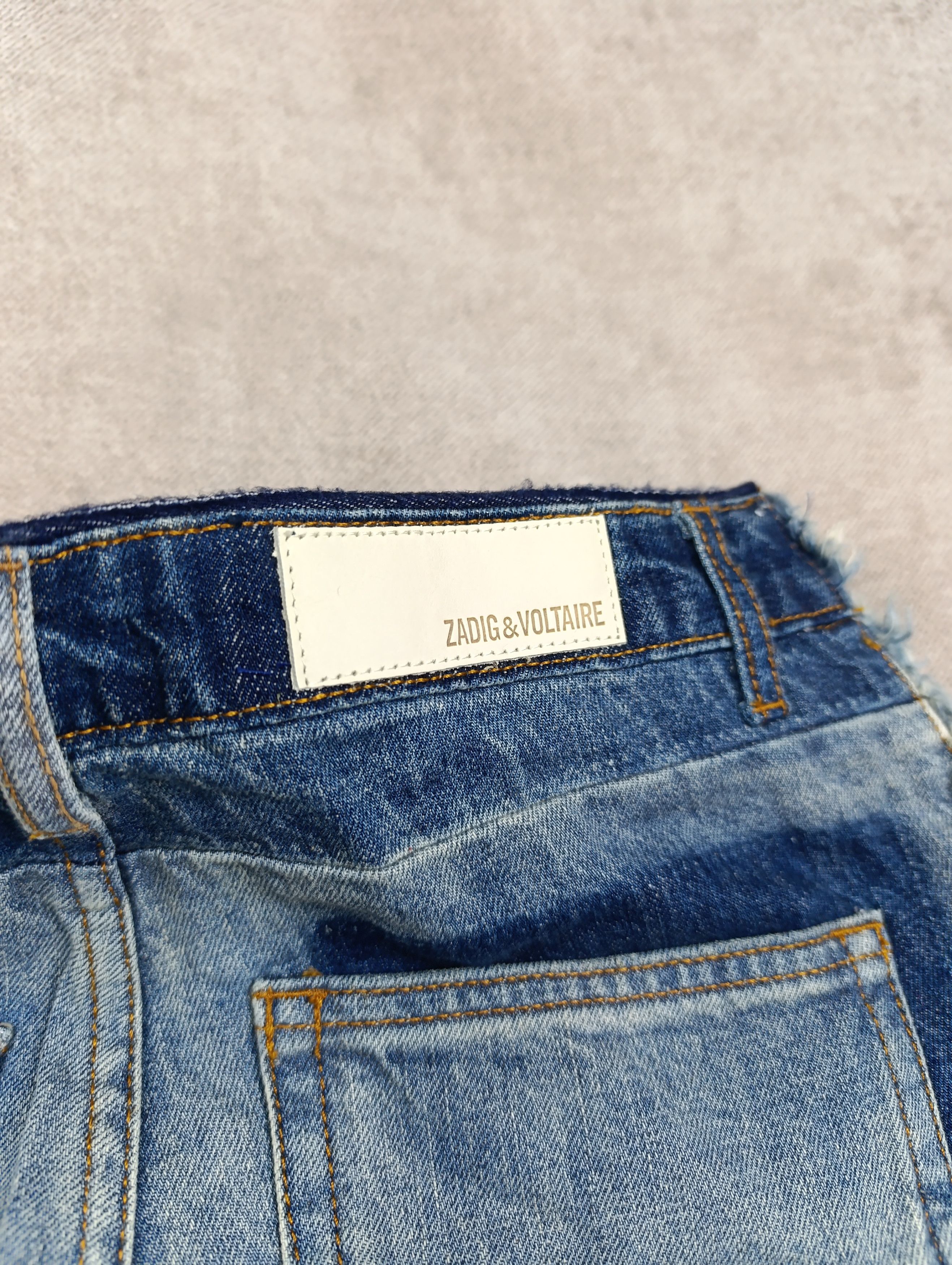 ZADIG VOLTAIRE DELUXE BOYFIX PATCHWORK BOYFRIEND JEANS BLUE