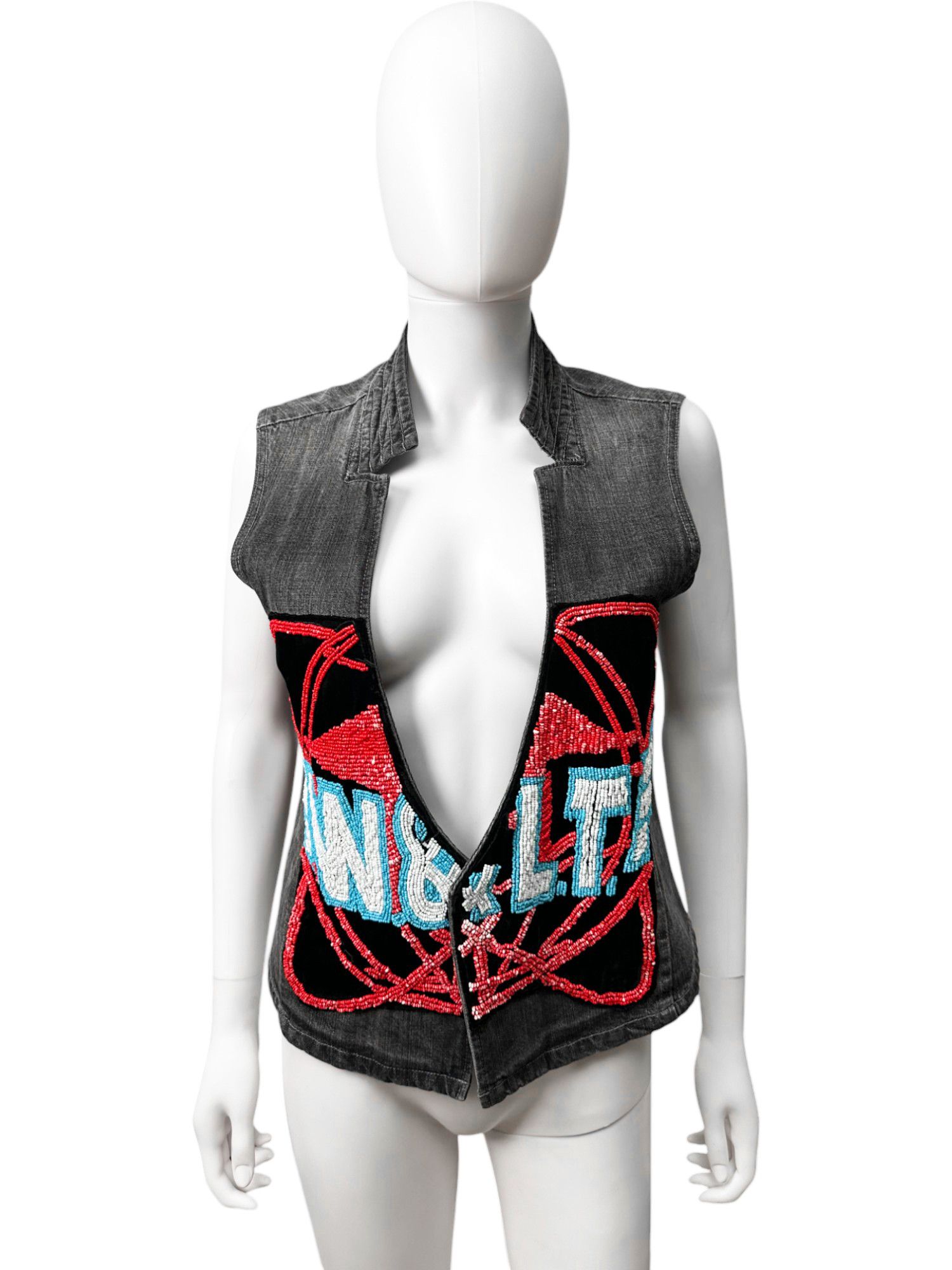Walter Van Beirendonck S/S 2002 Embroidered Grey Gilet Size US M / EU 48-50 / 2 - 1 Thumbnail