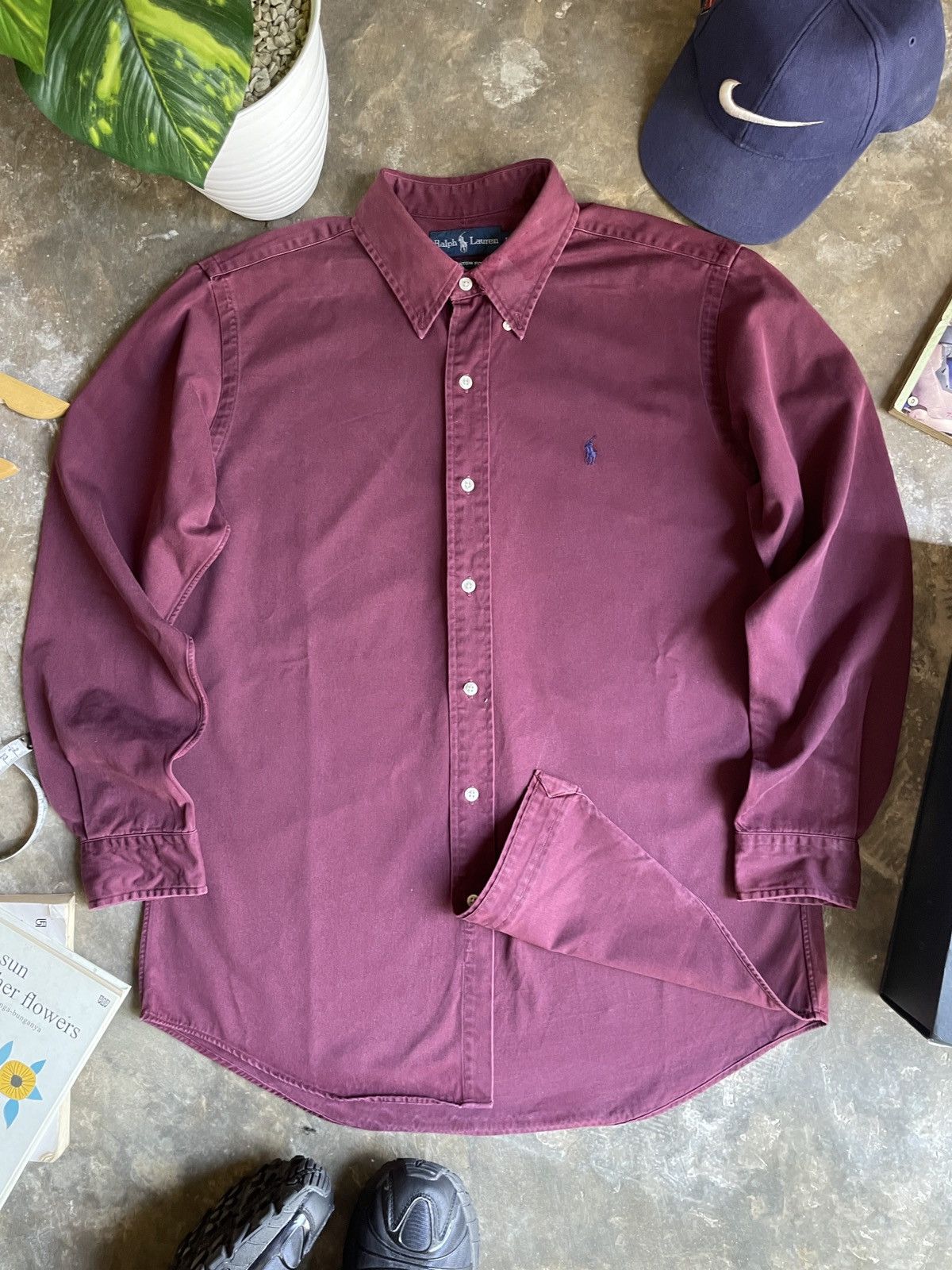 Polo Ralph Lauren Vintage 90s Polo Ralph Lauren Button Up Shirt Gurgundy Size US L / EU 52-54 / 3 - 1 Thumbnail
