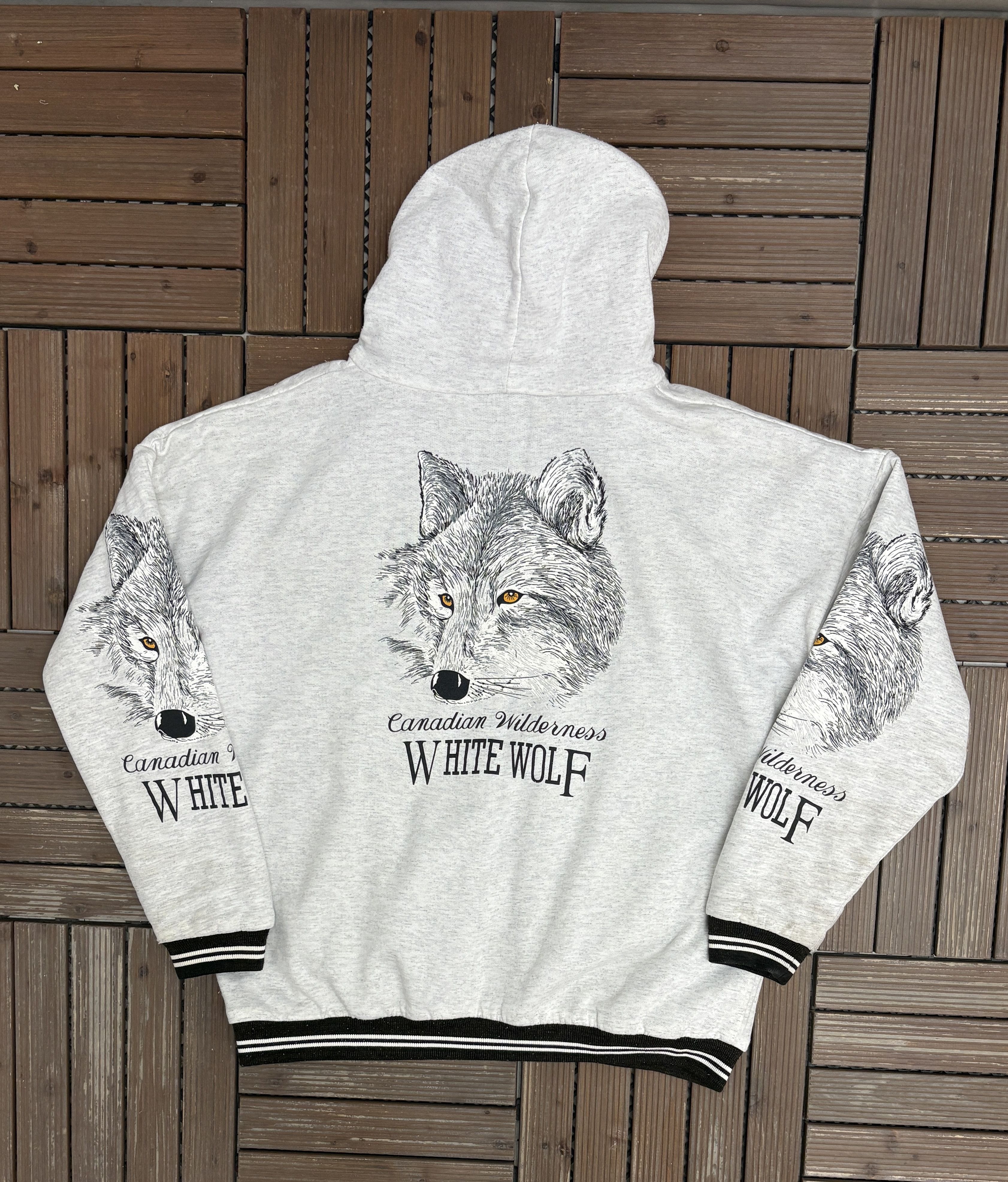 Vintage Canadian WIlderness White Wolf Vintage Grey Hoodie Size US XXL / EU 58 / 5 - 4 Thumbnail