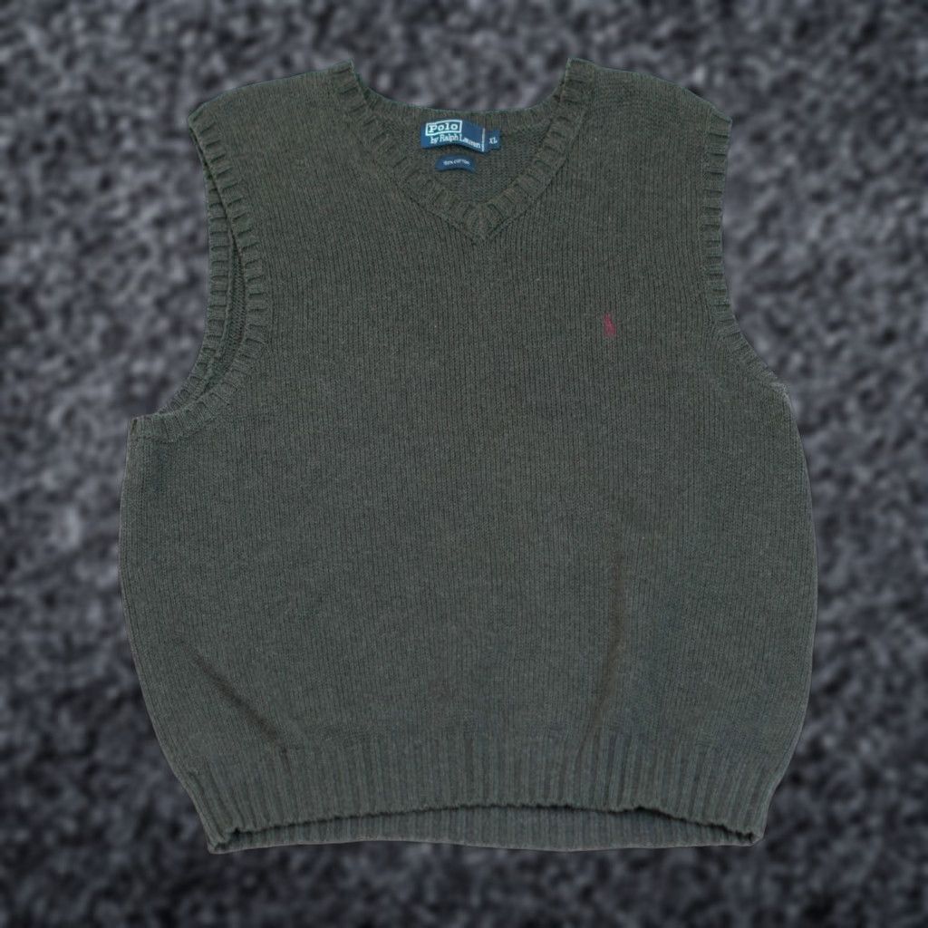 Polo Ralph Lauren VINTAGE Polo Ralph Lauren Knit Sweater Vest Mens XL Gray 100% Cotton 80s 90s Size US XL / EU 56 / 4 - 1 Thumbnail