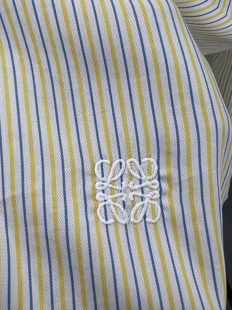 Loewe LOEWE Cotton yellow striped long sleeve embroidered dress Size XXS / US 00 / IT 34 - 5 Thumbnail