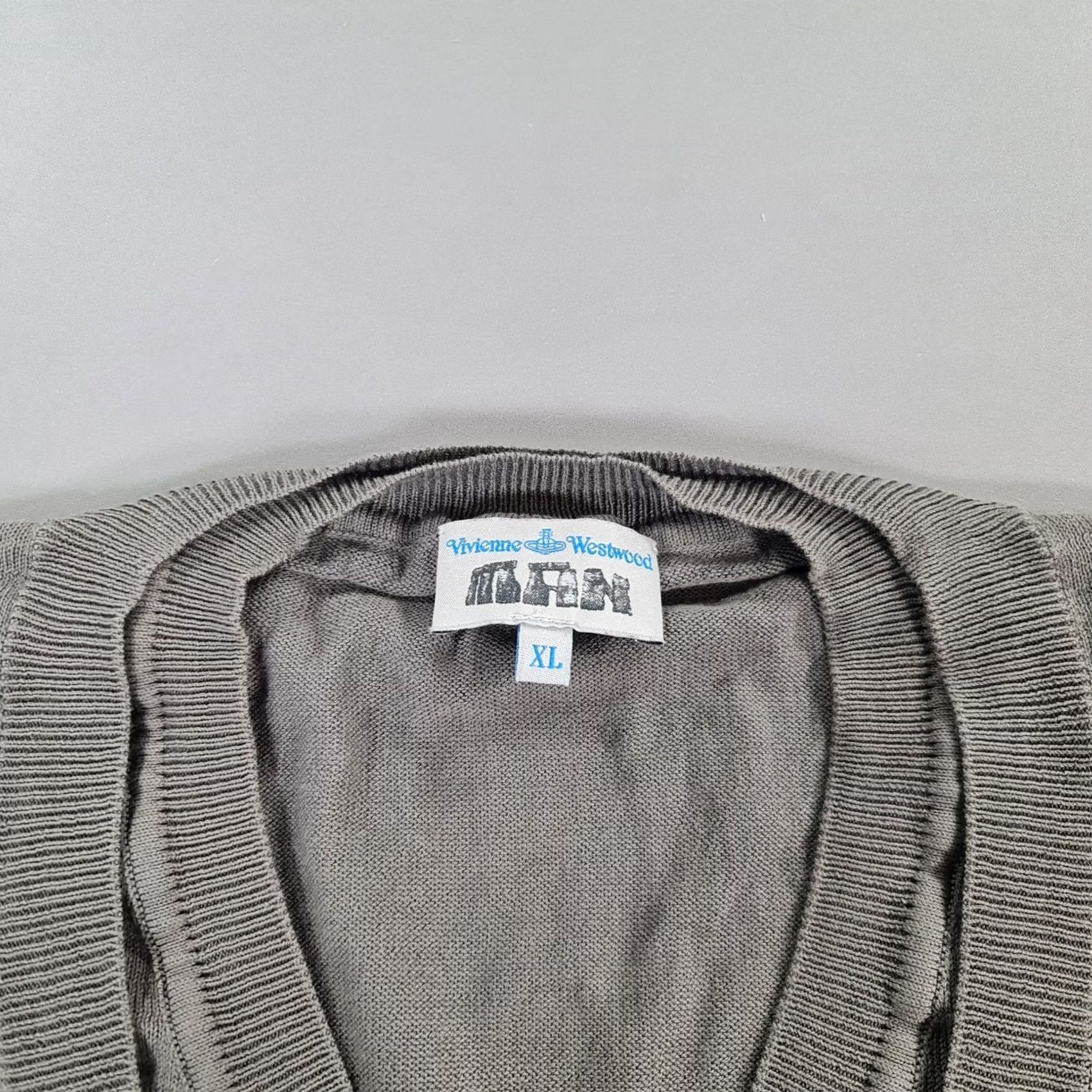 Vivienne Westwood Vivienne Westwood Jumper Mens V Neck Cotton Knit Pullover Grey XL Pullover Knit Shirt Size US XL / EU 56 / 4 - 3 Thumbnail