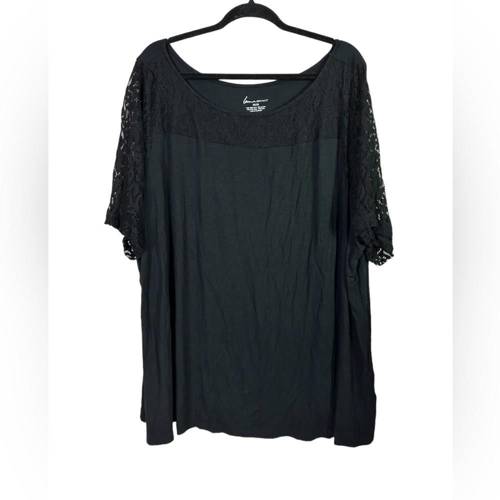 Designer Lane Bryant l Black Lace Sleeve Tee 26/28/4X Size M / US 6-8 / IT 42-44 - 1 Thumbnail