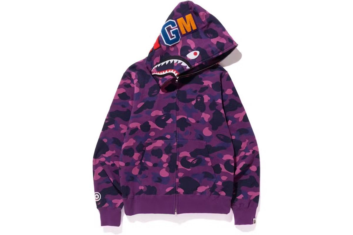 BAPE Color Camo Shark Pullover Hoodie Purple
