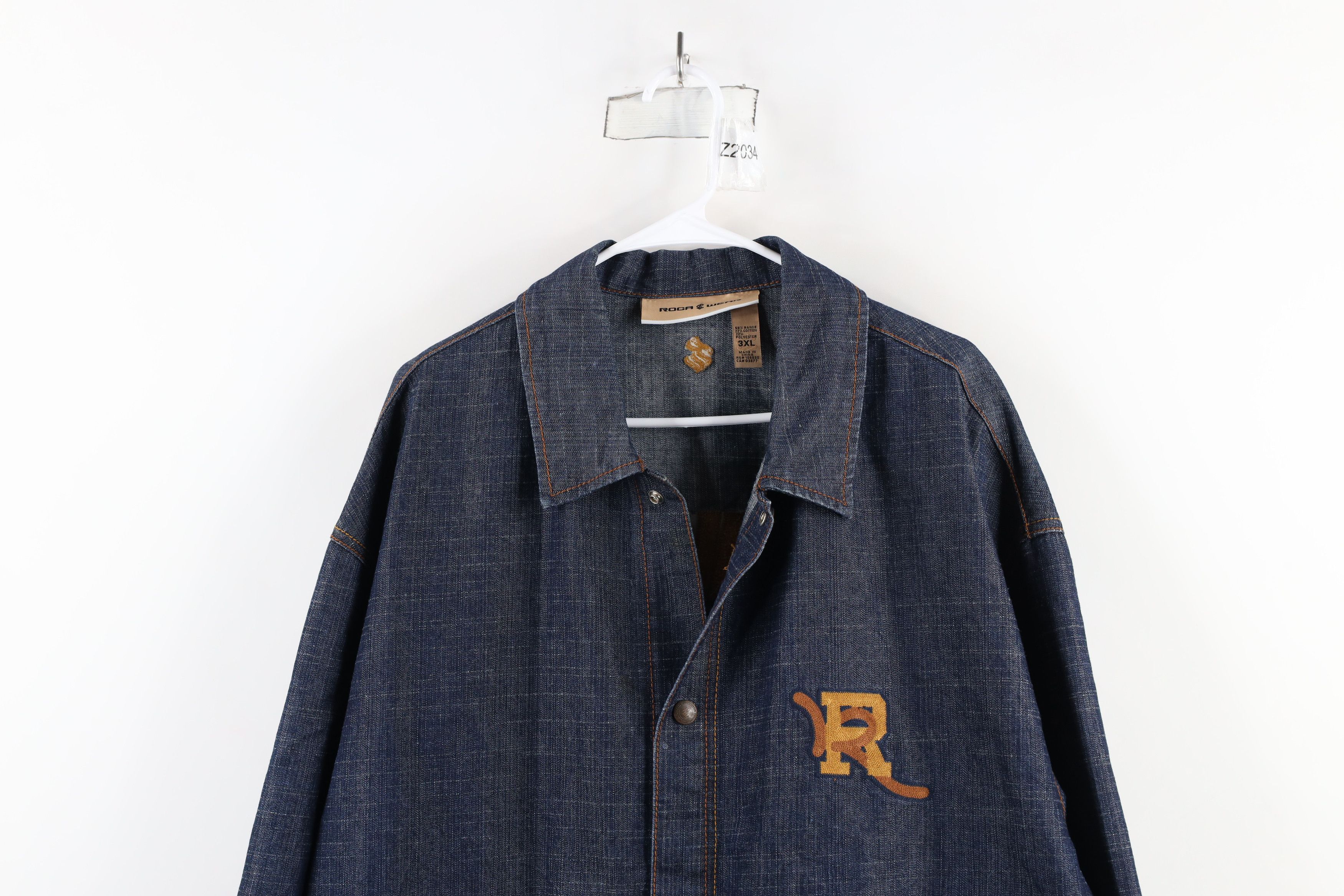 Rocawear × Vintage Vintage Rocawear Out Baggy Chainstitch Denim Bomber Jacket Size US XXL / EU 58 / 5 - 2 Thumbnail