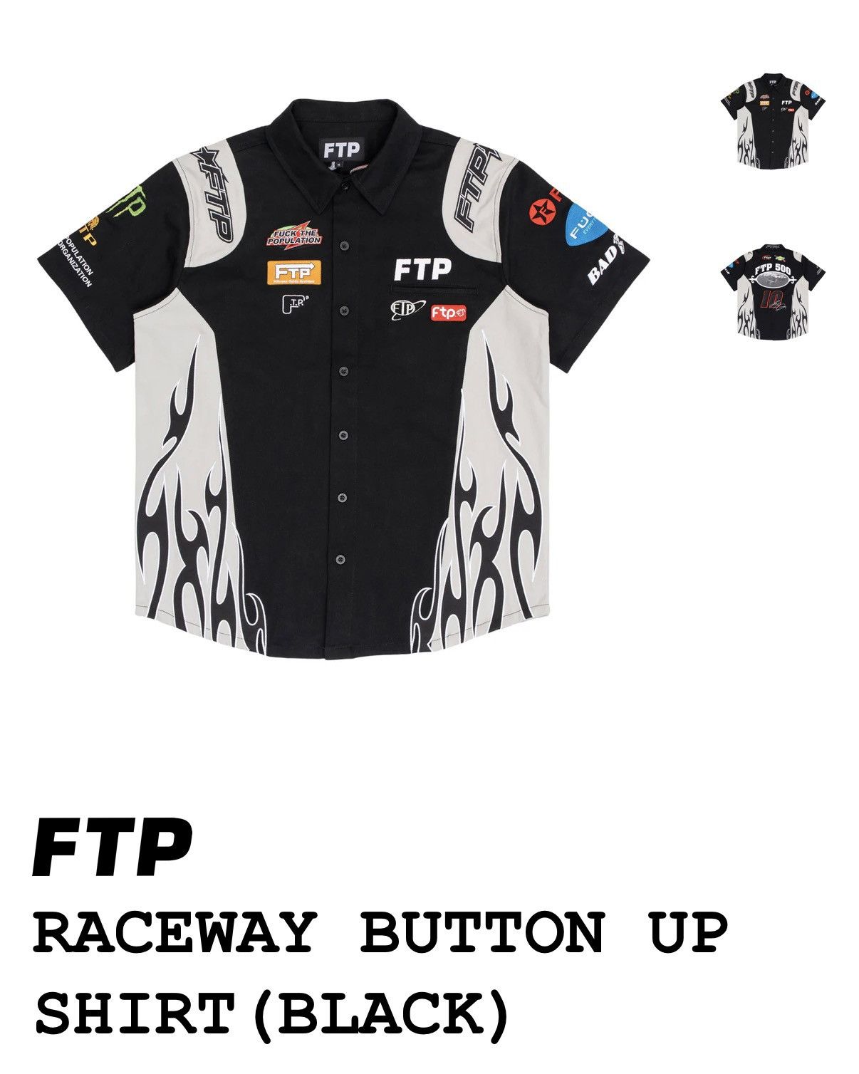 Fuck The Population FTP Raceway Black Button Shirt Size US L / EU 52-54 / 3 - 1 Thumbnail