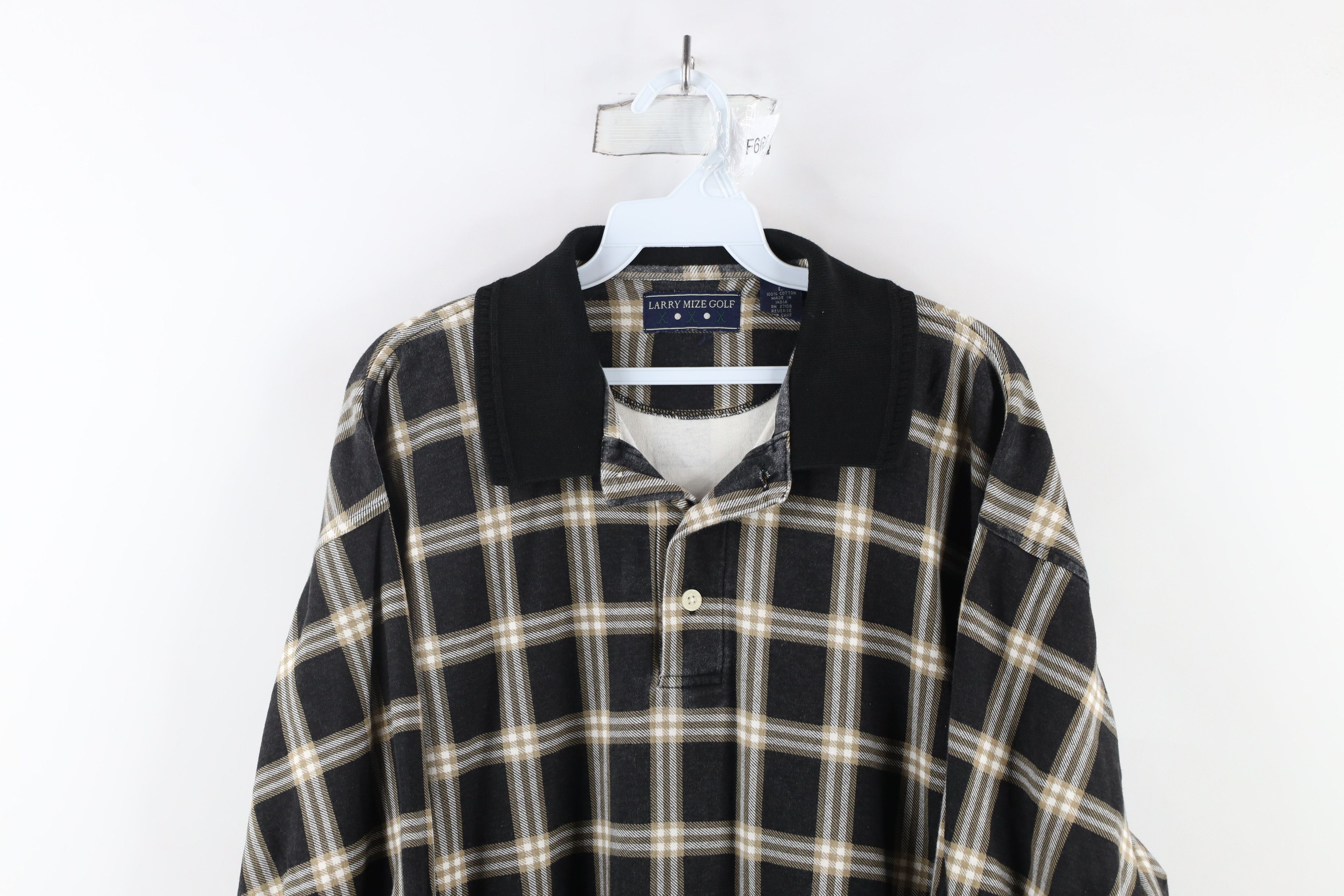 Vintage Vintage 90s Streetwear Heavyweight Fit Polo Shirt Plaid Size US L / EU 52-54 / 3 - 2 Thumbnail