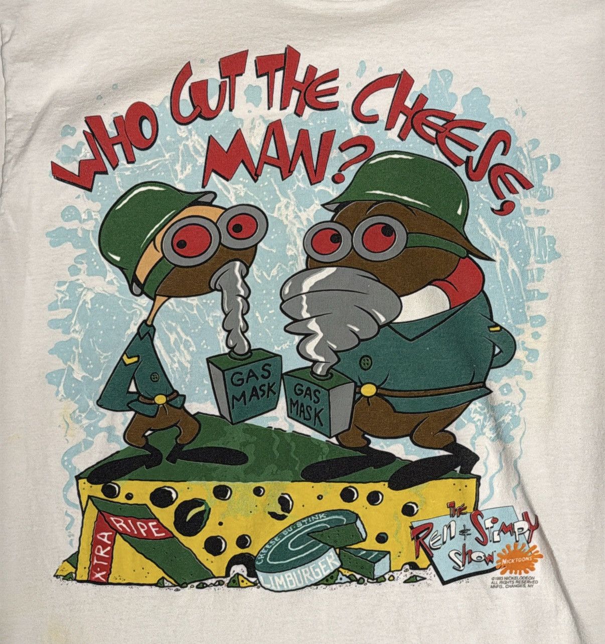 Nickelodeon Vintage 1993 Ren & Stimpy Who Cut The Cheese T-shirt Large Size US L / EU 52-54 / 3 - 2 Thumbnail