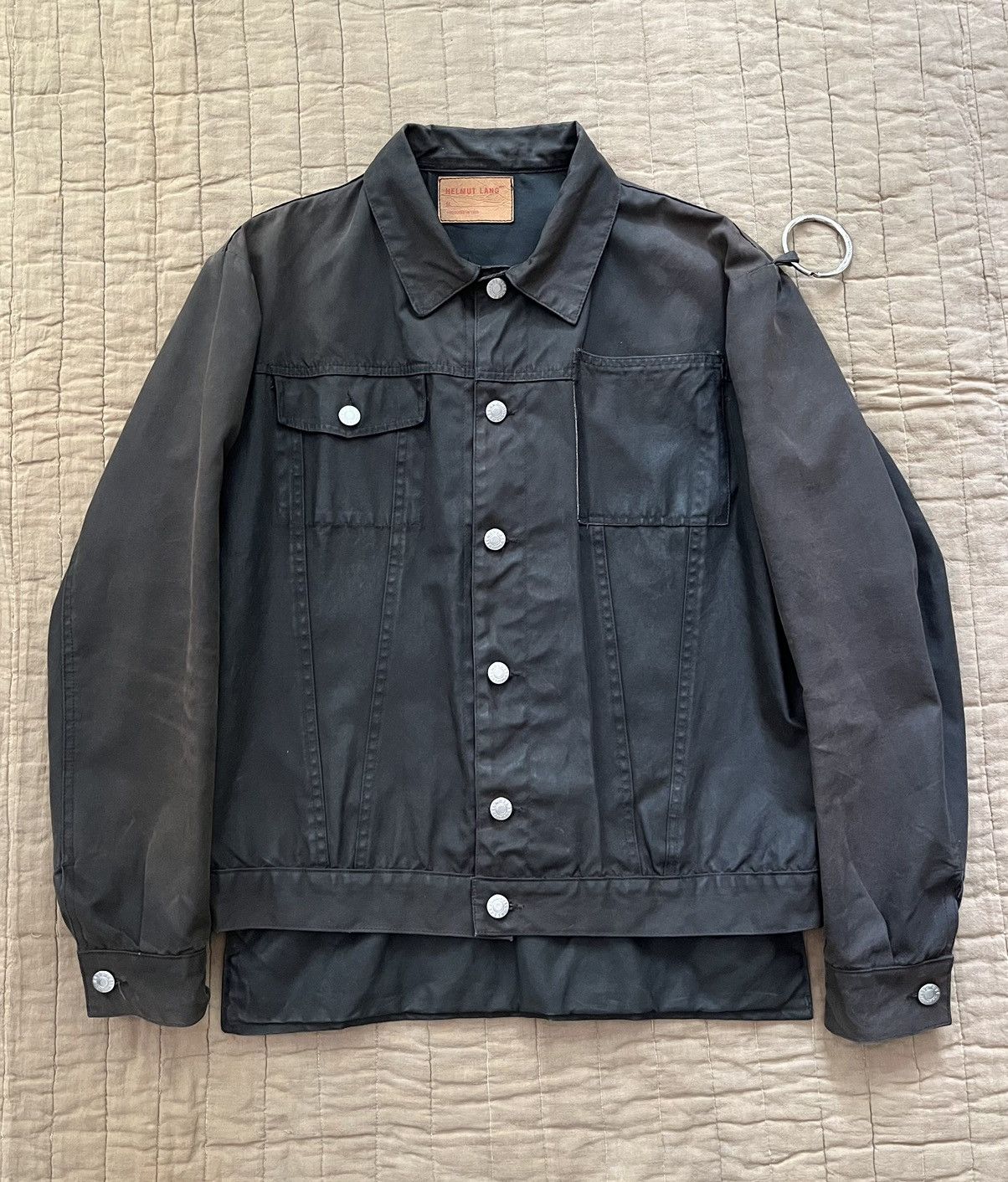 image of Ss97 Helmut Lang Ring Denim Biker Jacket in Brown, Men's (Size Medium)