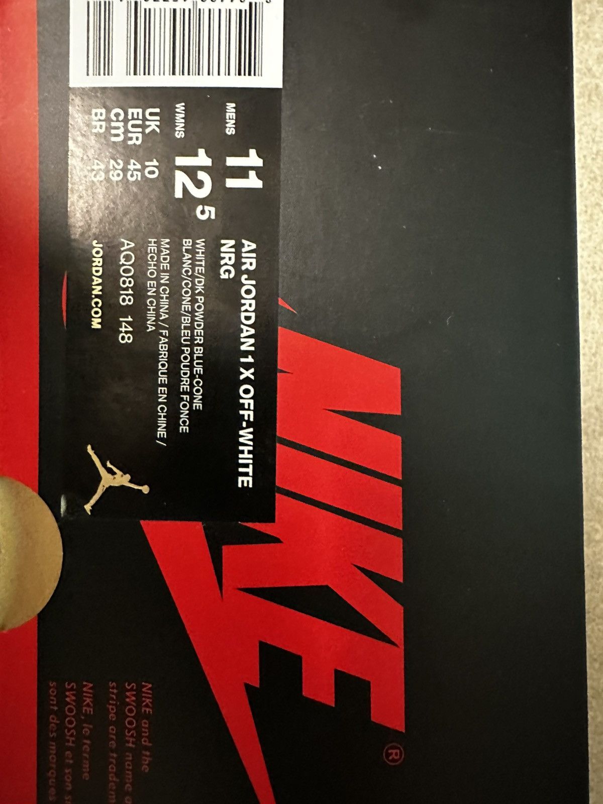 Nike × Off-White UNC Jordan 1 x Off-White Size US 11 / EU 44 - 12 Thumbnail
