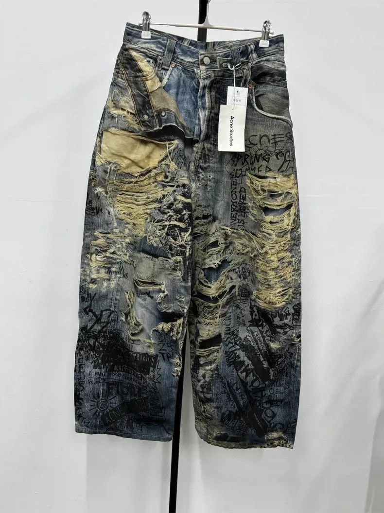 Acne Studios acne studios Printed straight-leg ripped jeans 2504-Nextarr Size US 28 / EU 44 - 1 Thumbnail
