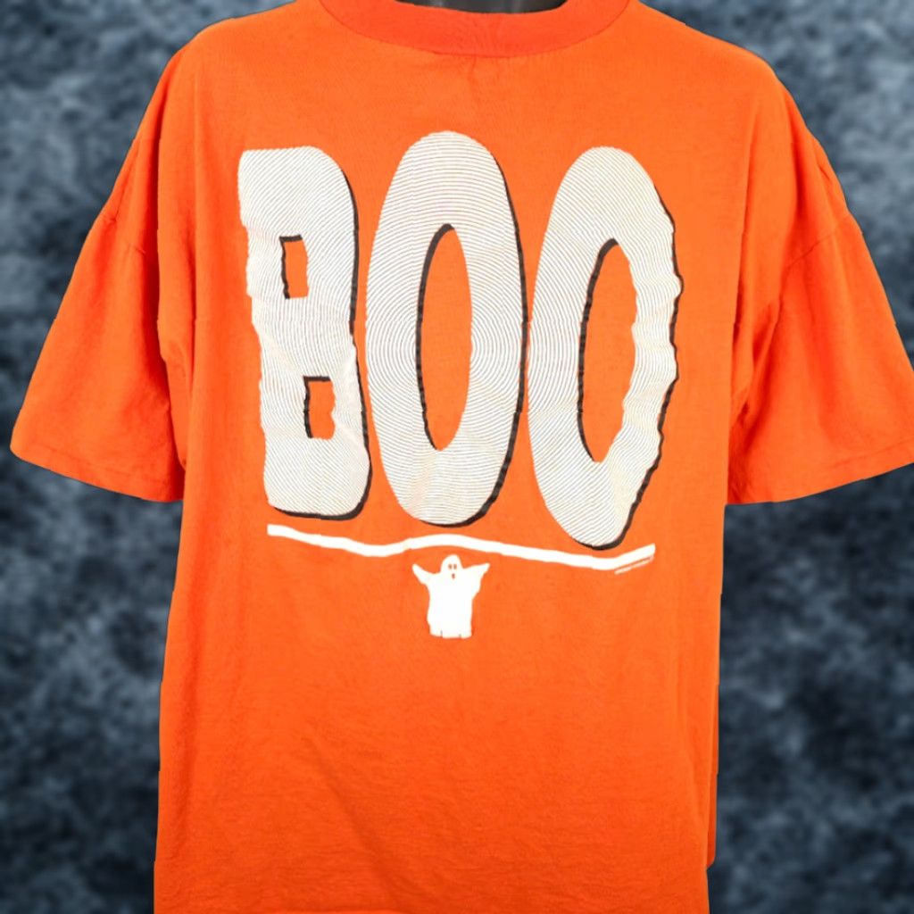 Vintage VINTAGE Ground Control Halloween Ghost T Shirt Mens 2XL Orange 90s Boo Made In USA Cotton Short Sleeve Crew Neck Size US XXL / EU 58 / 5 - 1 Thumbnail