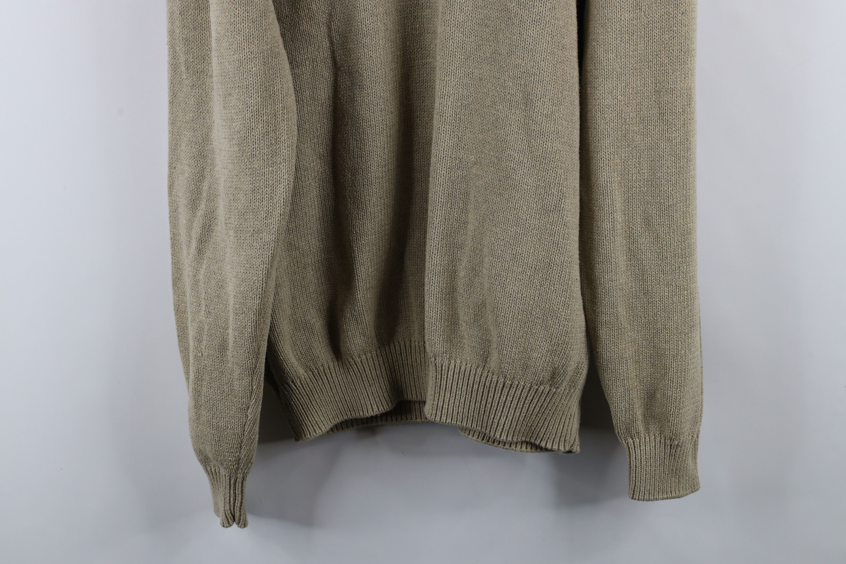 Vintage Vintage 90s Streetwear Cotton Knit V-Neck Sweater Beige Size US L / EU 52-54 / 3 - 9 Thumbnail