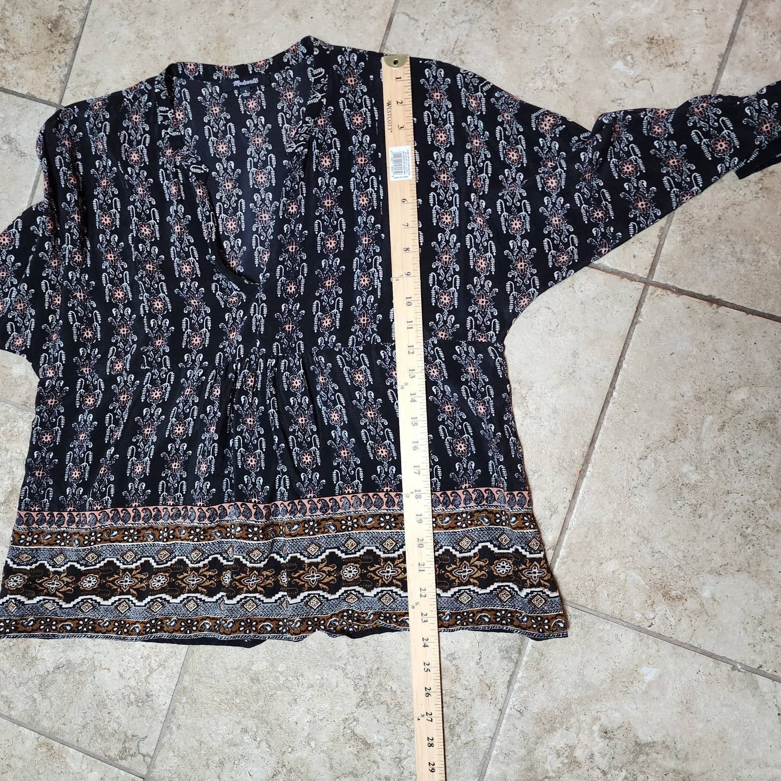 Madewell Madewell Silk Boheme Boho Floral Paisley Blouse Size Large Size L / US 10 / IT 46 - 8 Thumbnail