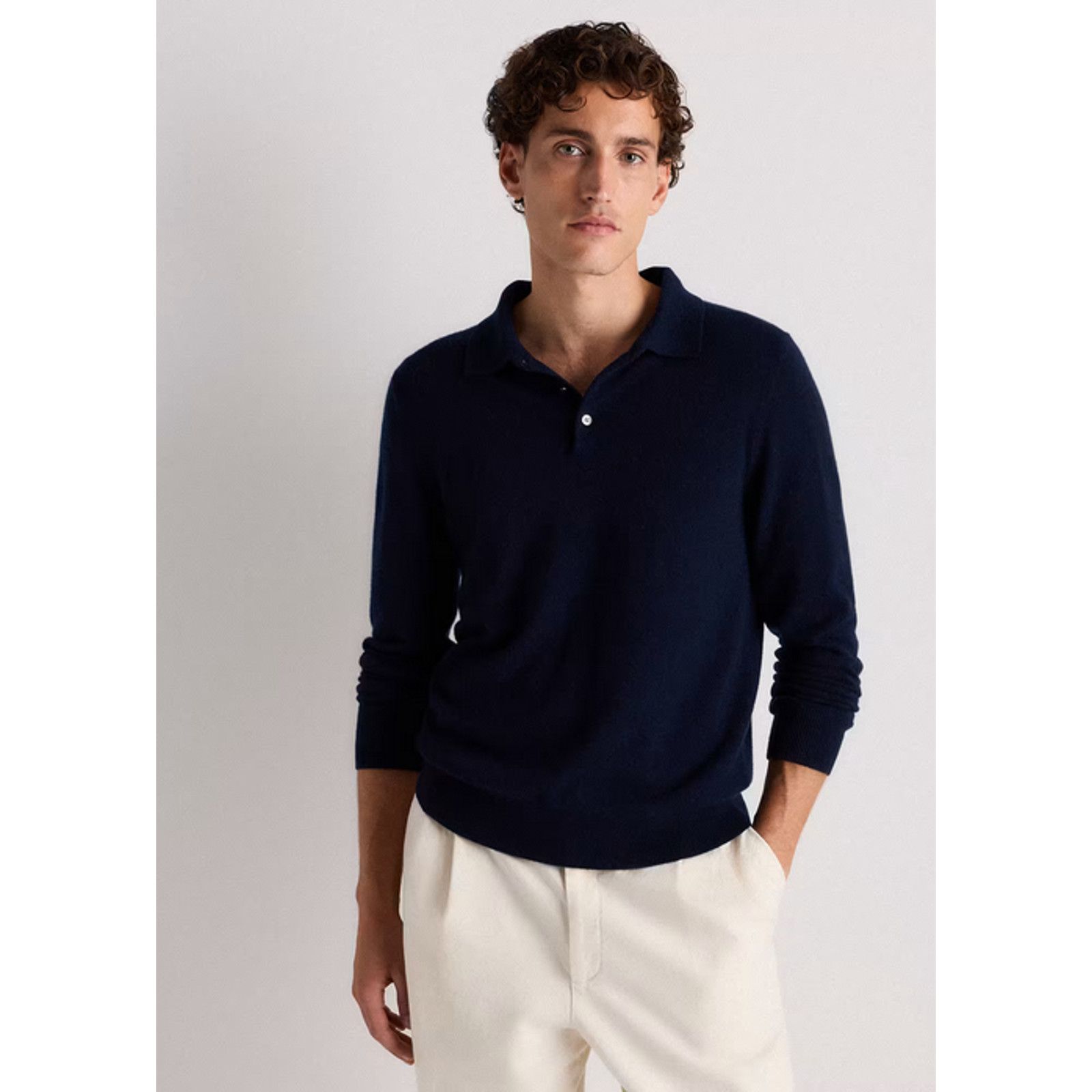 Quince Quince Mens Cashmere Polo Sweater True Navy Size L NWT Size US L / EU 52-54 / 3 - 1 Thumbnail