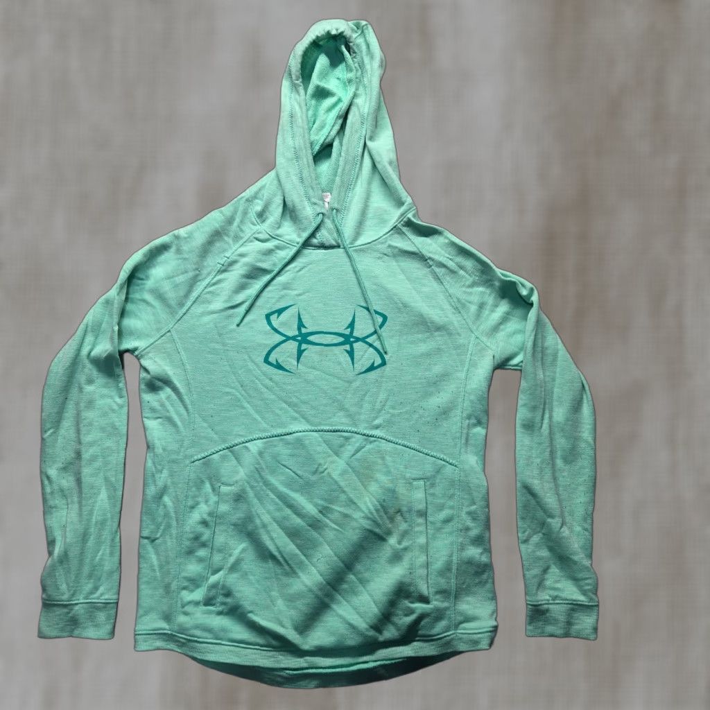 Under Armour Under Armour Hoodie Pullover Sweatshirt Green Logo Raglan Sleeve Women M Long Sleeve Casual Fall Spring Winter Pockets Size M / US 6-8 / IT 42-44 - 1 Thumbnail