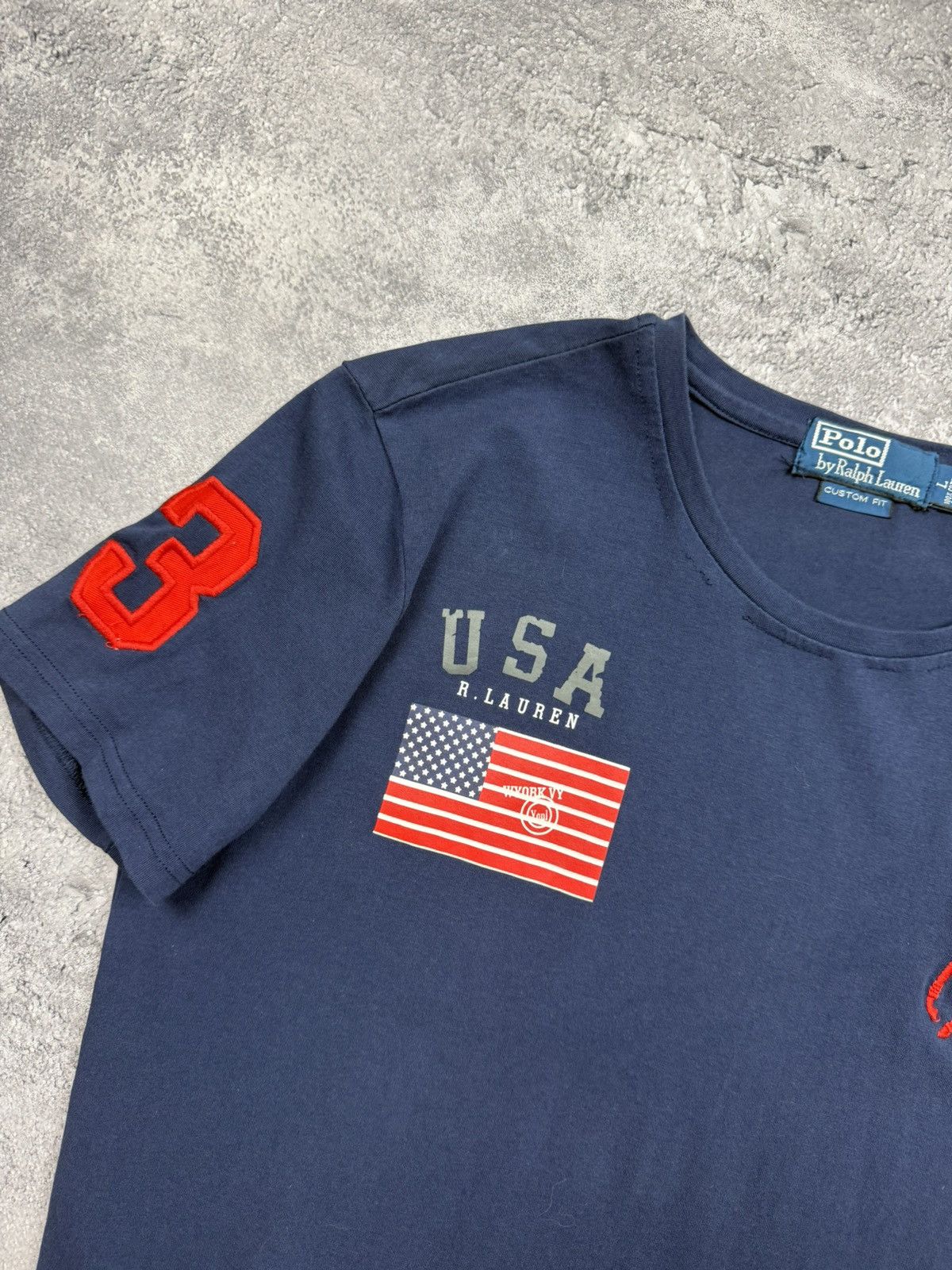 Polo Ralph Lauren Polo Ralph Lauren USA Flag #3 Big Pony T-Shirt Hype Y2K Size US L / EU 52-54 / 3 - 9 Thumbnail