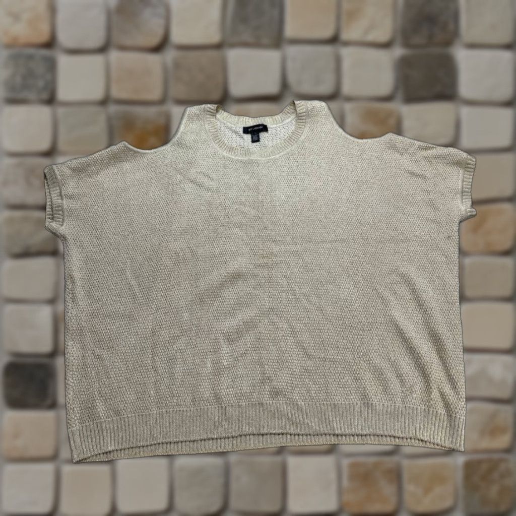 St. John St.John Shirt Womens XL Beige Knit Pullover Crew Neck Short Sleeve Vintage No Size XL / US 12-14 / IT 48-50 - 1 Thumbnail