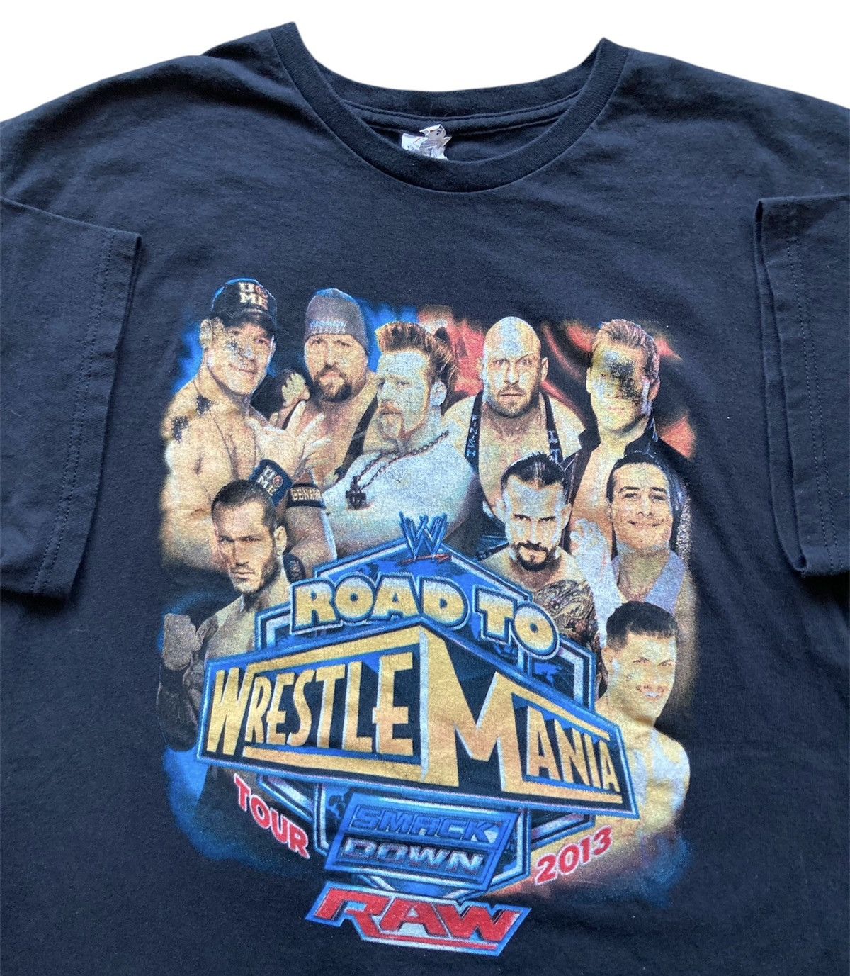 Vintage 2013 WWE Smack Down Raw Tour Shirt Wrestling Rap Tee Style Size US XL / EU 56 / 4 - 5 Thumbnail