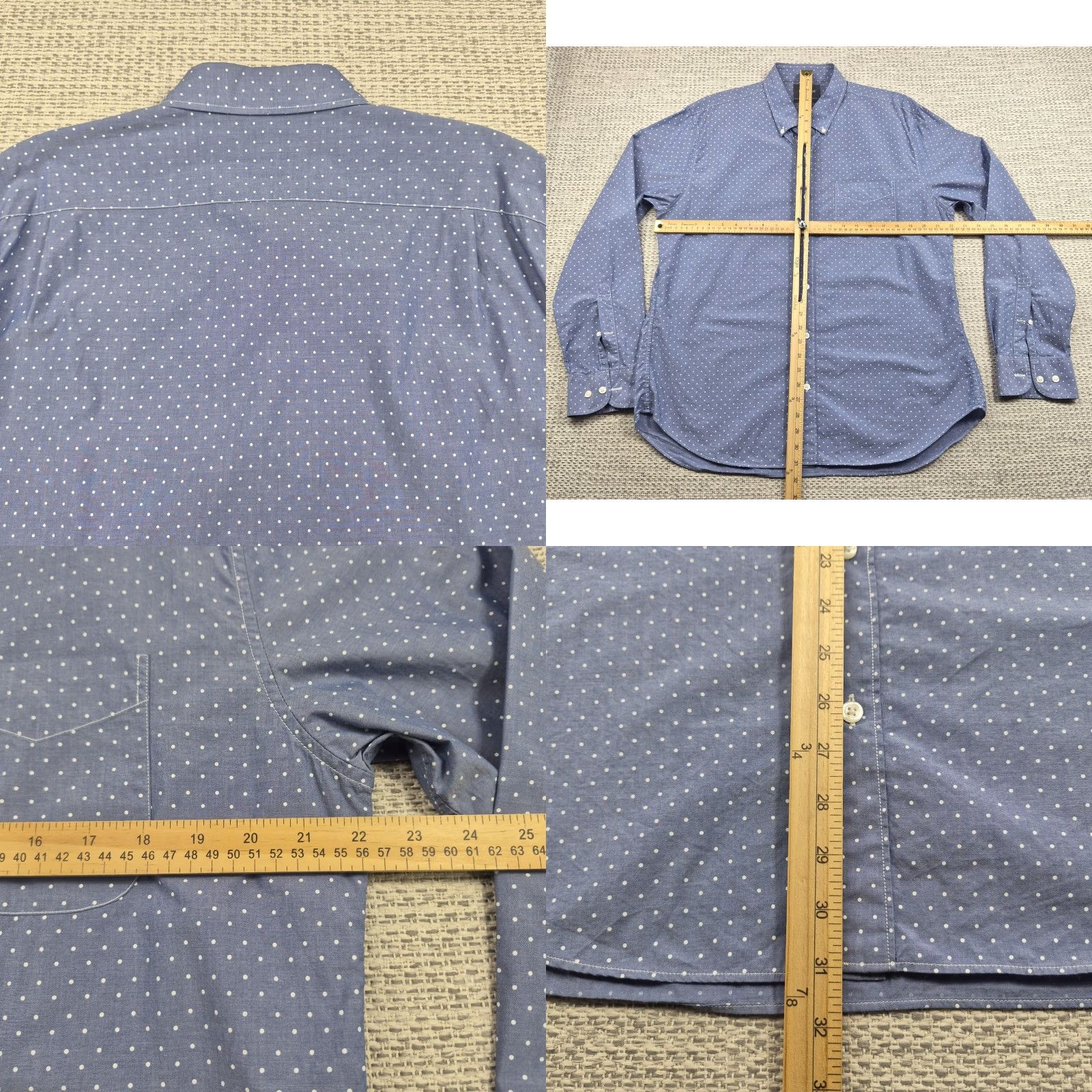 Bonobos Bonobos Button Up Shirt Mens XL Blue Chambray Polka Dot Slim Fit Long Sleeve Size US XL / EU 56 / 4 - 8 Thumbnail