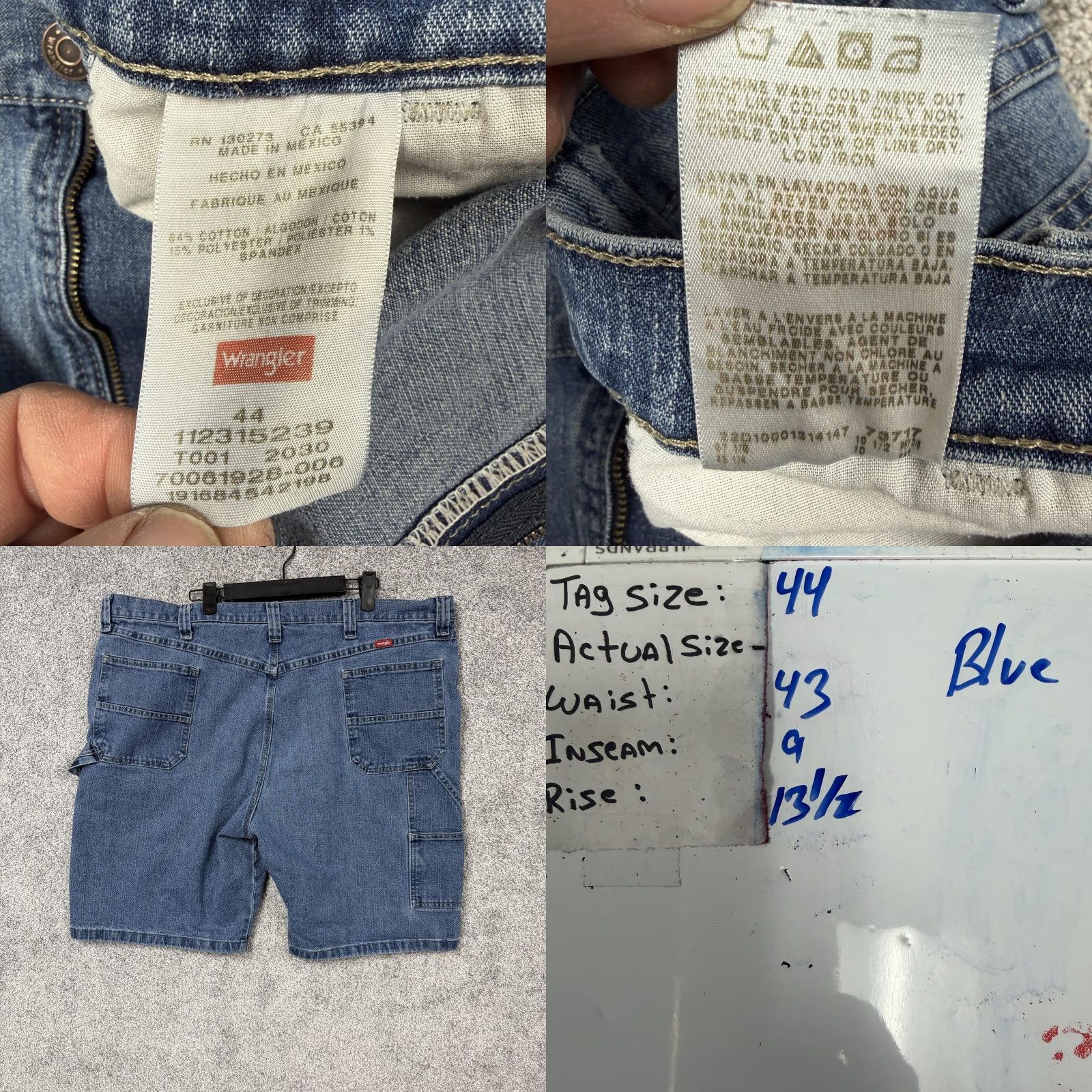Wrangler Wrangler Cargo Shorts Mens 44 Blue Denim Carpenter Workwear Utility Stretch Cargo Shorts Mens Blue Denim Stretch Size US 44 / EU 60 - 8 Thumbnail