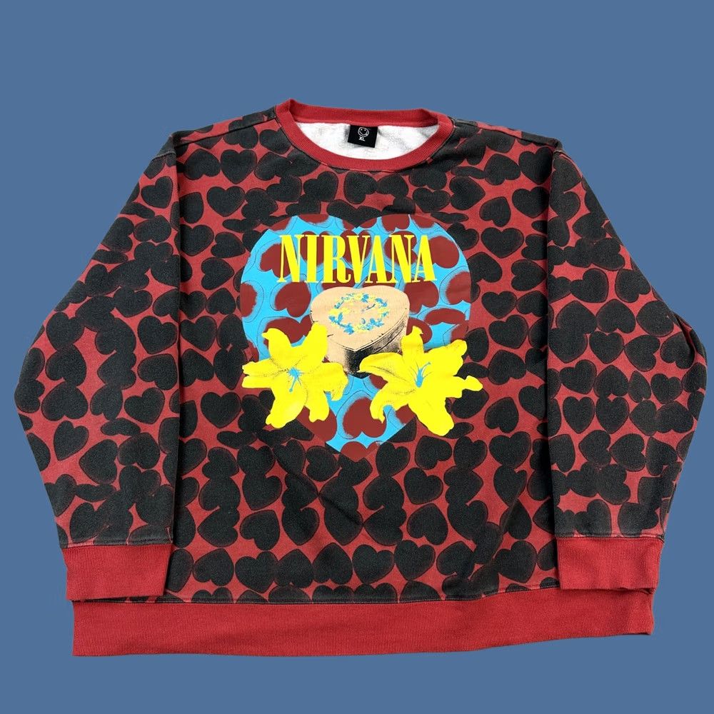 Gloverall Nirvana Sweatshirt Women's XL Heart Shaped Box Oversized All Over Print Pullover Size XL / US 12-14 / IT 48-50 - 1 Thumbnail