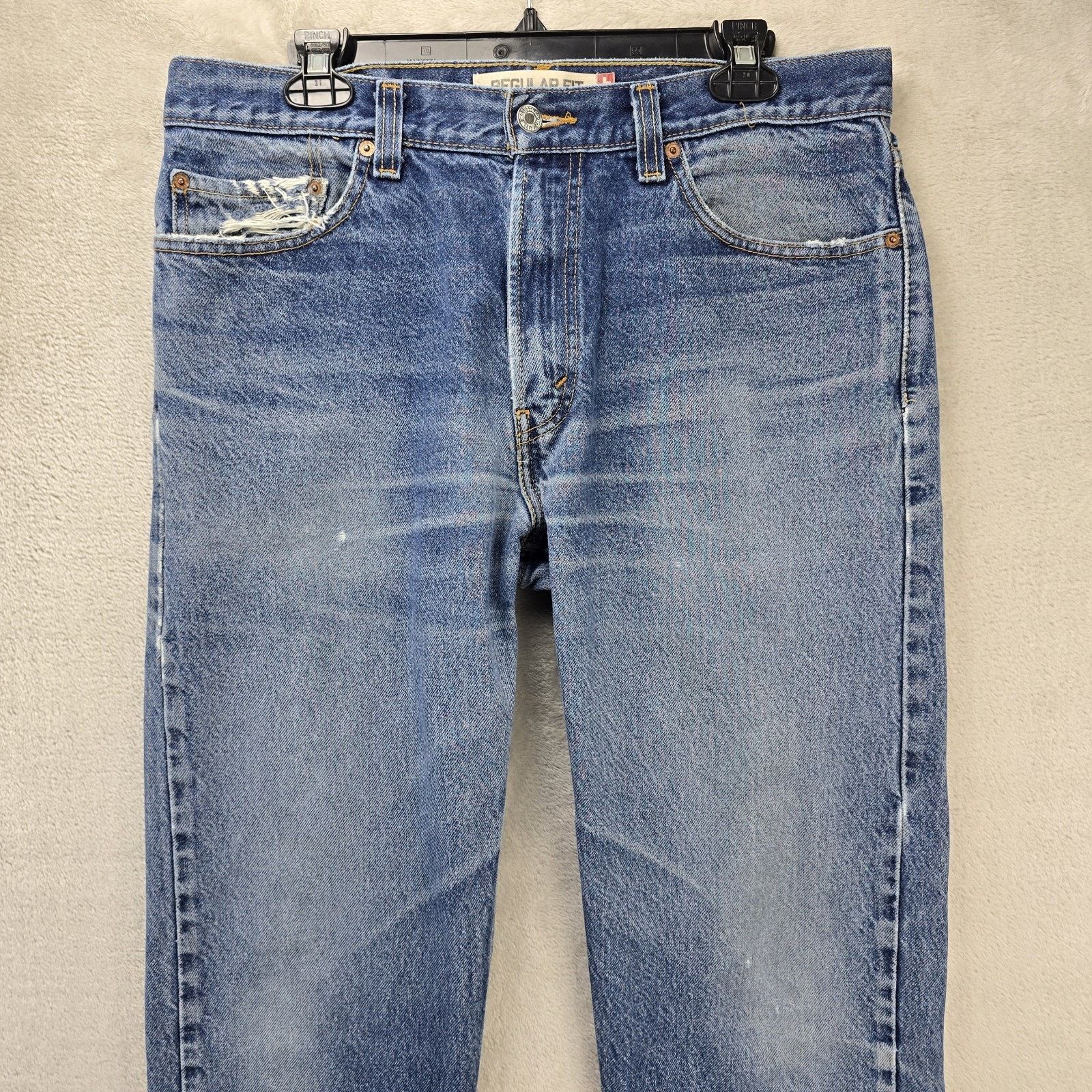 Levi's Vintage Levis 505 Jeans Mens 34x32 Blue Distressed Faded Y2K Size US 34 / EU 50 - 2 Thumbnail