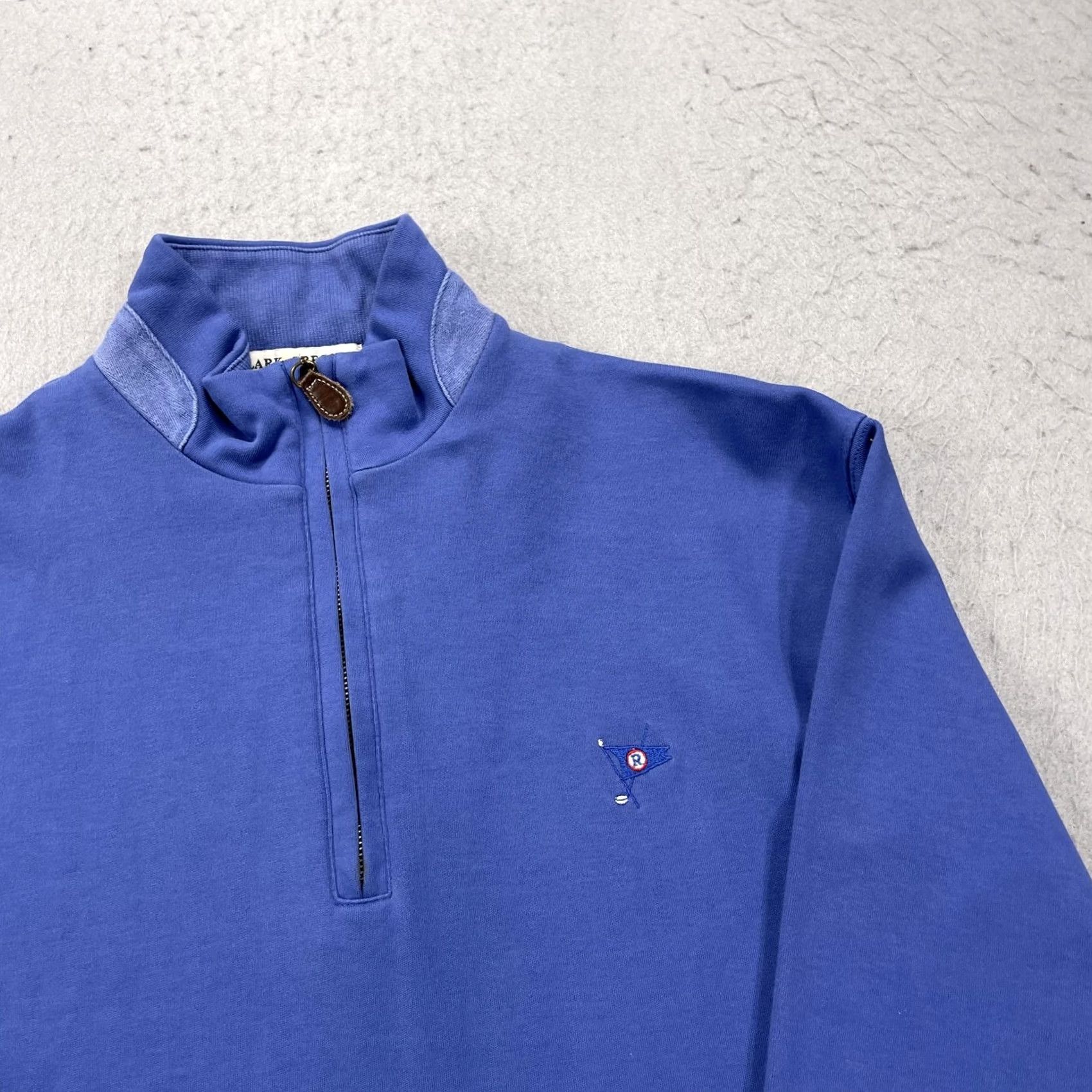REEF Clark & Gregory Ocean Reef Club Golf Sweater Mens M Blue 1/4 Zip Logo Knit Pullover Mock Neck Cotton Sweater Size US M / EU 48-50 / 2 - 4 Thumbnail