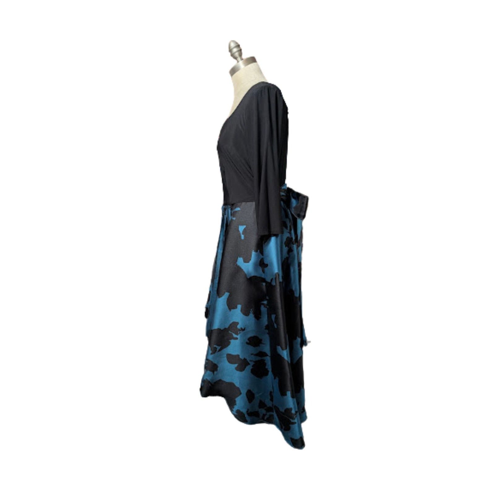 Unknown London R&M Richards Black Blue Midi A-Line Dress Women’s 14 USED Size XL / US 12-14 / IT 48-50 - 4 Thumbnail
