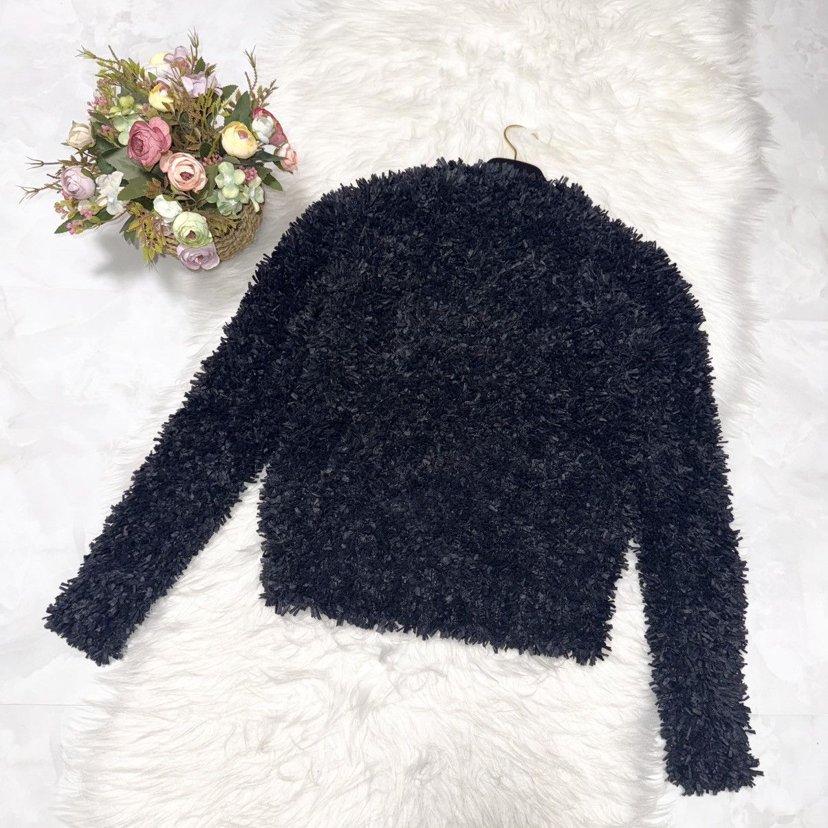 Max Mara Authentic Max Mara Shaggy Long Sleeve Knit Sweater S Black Size S / US 4 / IT 40 - 4 Thumbnail