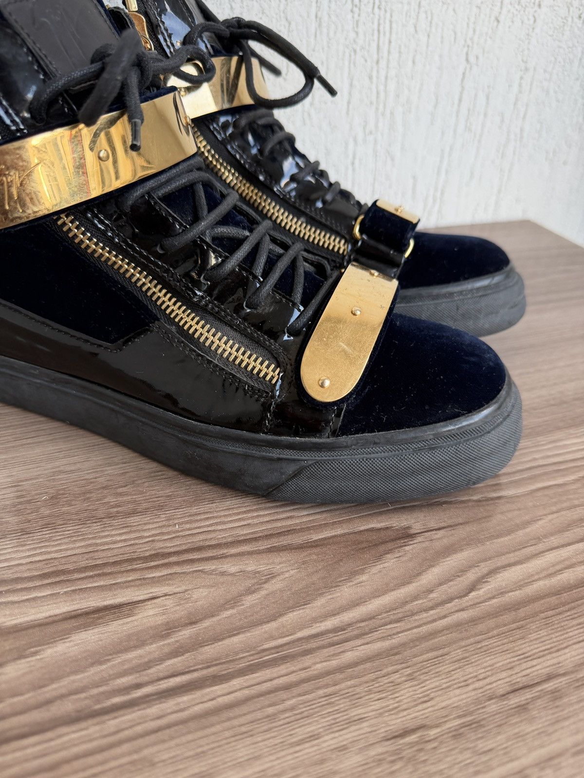 Giuseppe Zanotti chained double zip velvet sneaker Size US 8.5 / EU 41-42 - 2 Thumbnail