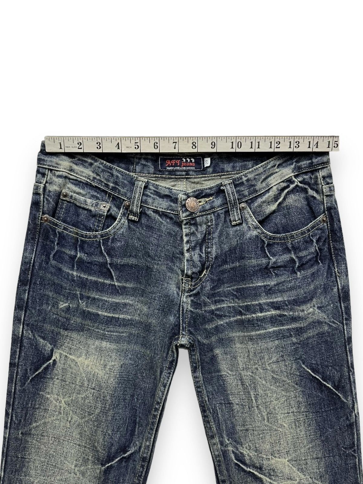 Indigo 🔥90’s AFRICA TARO Punk Whiskered Acid Wash Flare Jeans Size US 29 - 13 Thumbnail