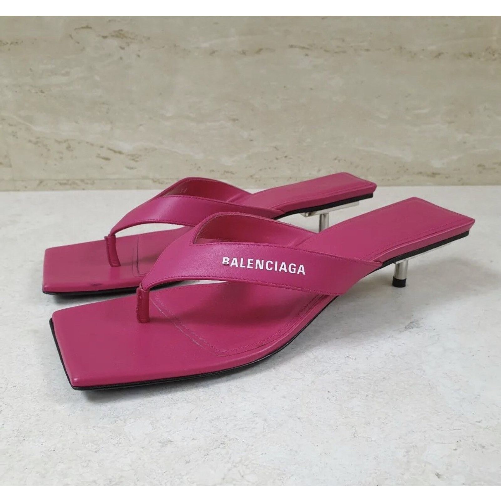 Balenciaga Balenciaga Pink Leather Mules Sz.38 Size US 8 / IT 38 - 1 Thumbnail