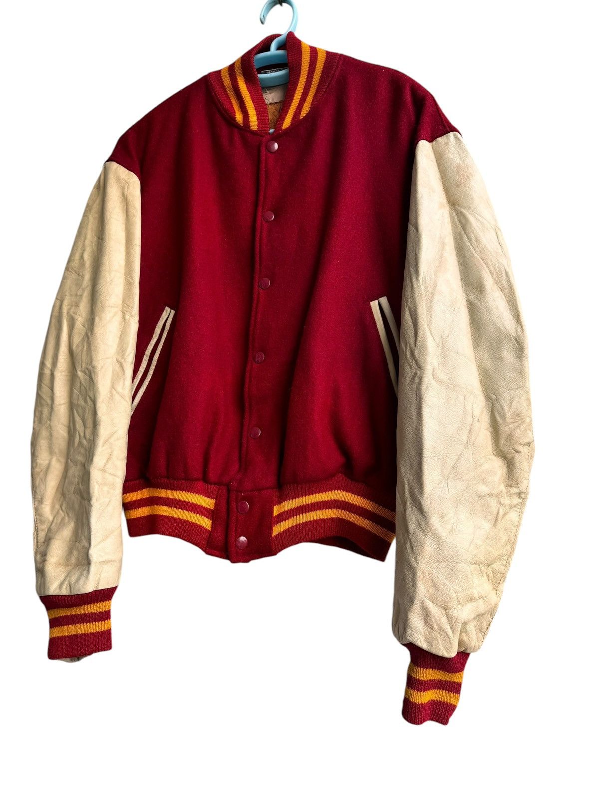 Golden Bear ⚡️⚡️Vintage Golden Bear Varsity Leather Sleeve Jacket Size US XL / EU 56 / 4 - 2 Thumbnail
