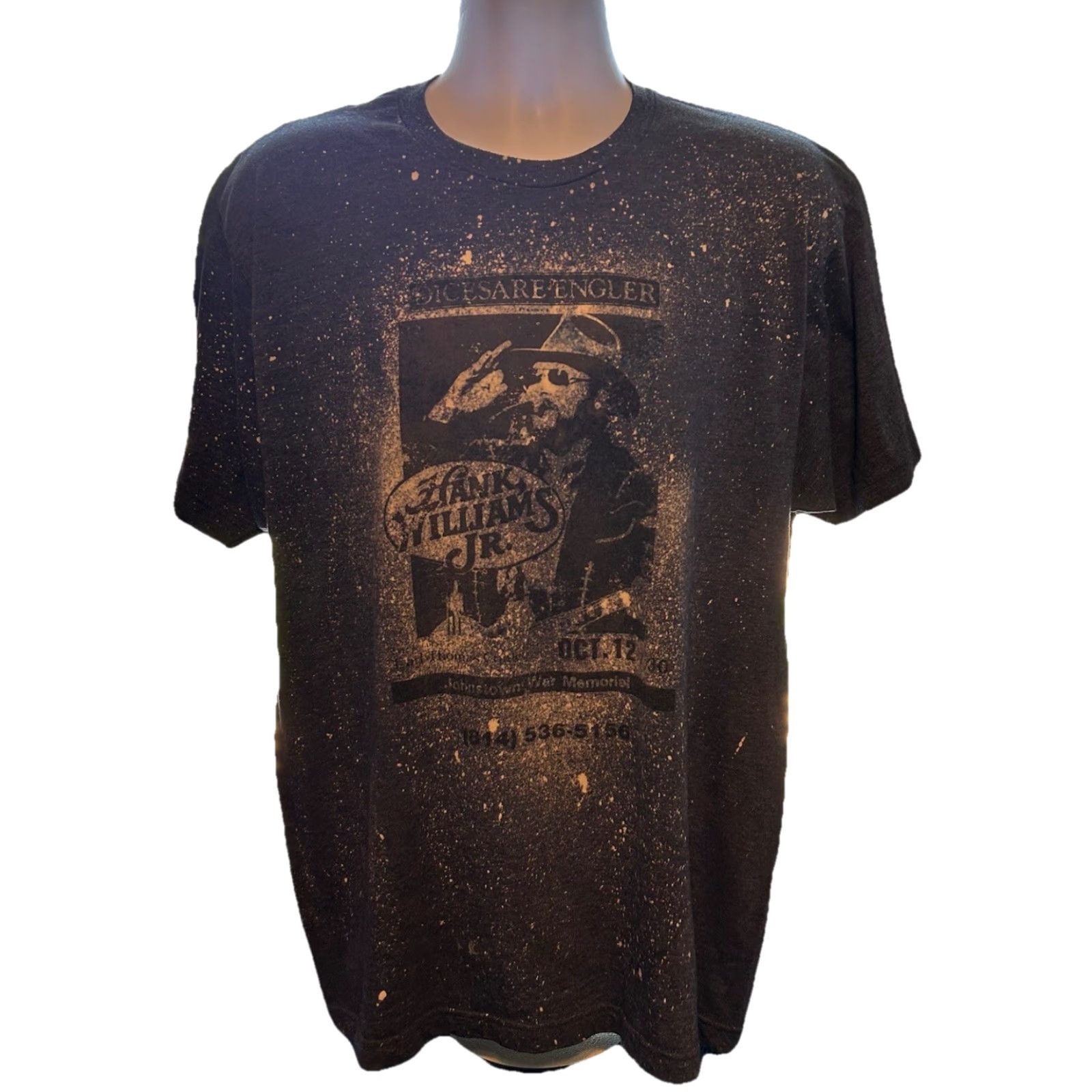Vintage Hank Williams Jr Promo Concert Shirt Men XL Blue Bleach Tie Dye Short Sleeve Graphic Print Size US XL / EU 56 / 4 - 2 Thumbnail
