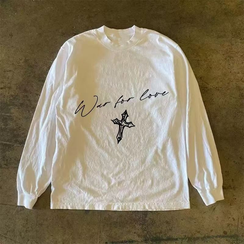 Japanese Brand White casual retro cross print long-sleeved t-shirt Size US M / EU 48-50 / 2 - 1 Thumbnail