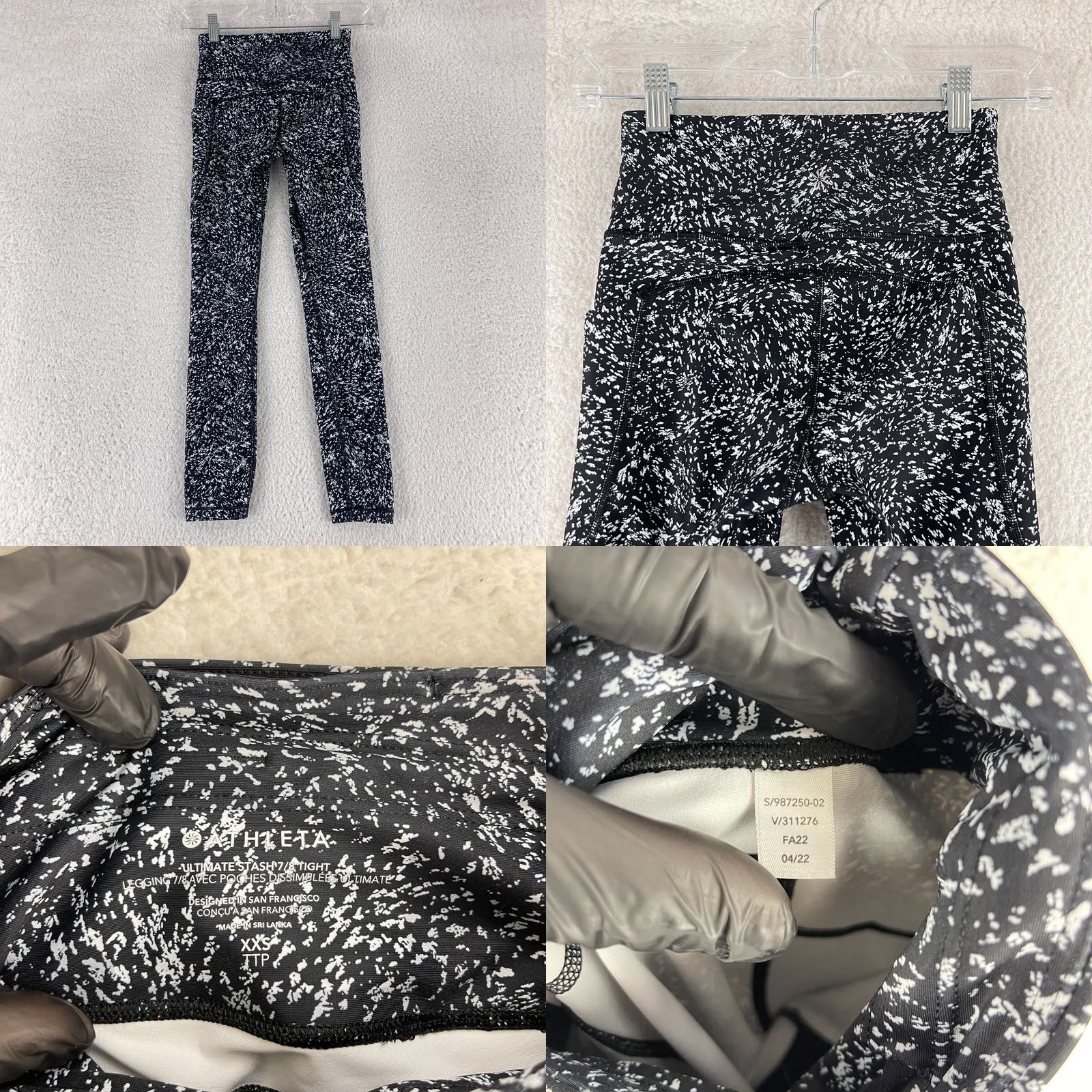 Athleta Athleta Leggings Womens XXS Black White Ultimate Stash 7/8 Tight Yoga Gym Size 24" / US 00 / IT 34 - 9 Thumbnail