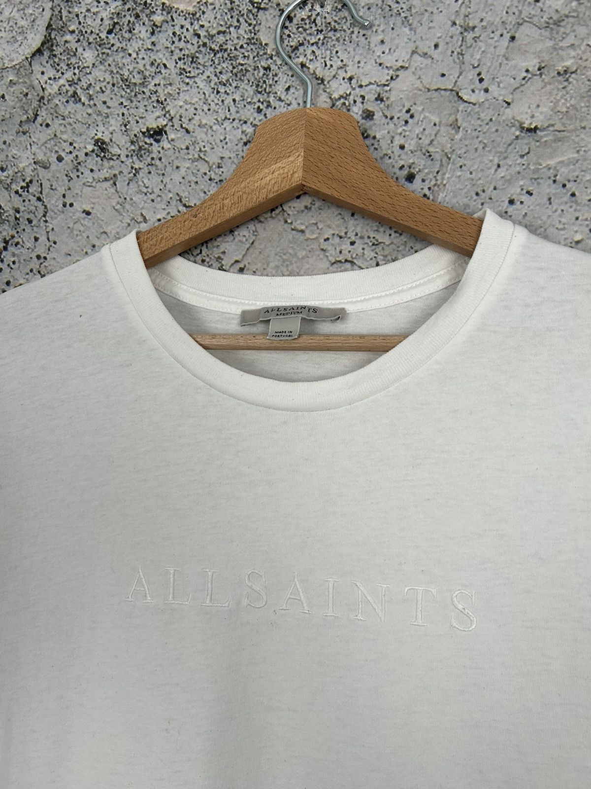 Allsaints Allsaints White Embroidered Logo Tee Designer Hype Skate Size US M / EU 48-50 / 2 - 3 Thumbnail