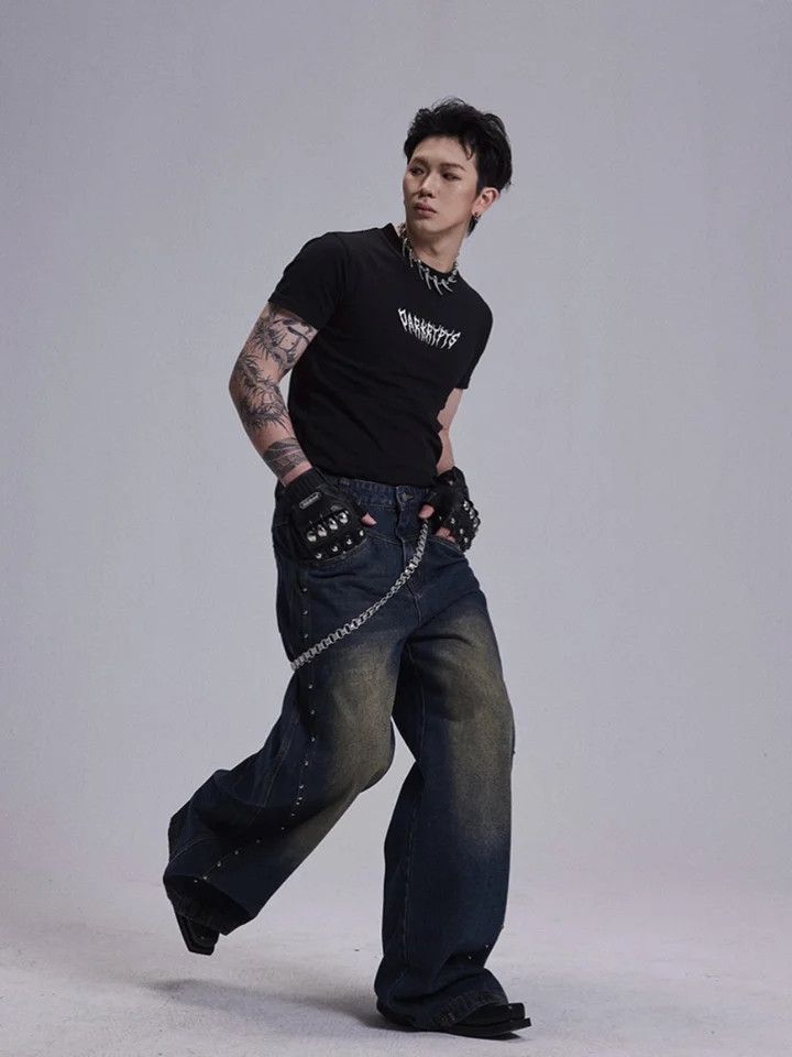 Japanese Brand × Jean × Vintage Vintage Rivet Patchwork Jeans Size US 33 - 5 Thumbnail