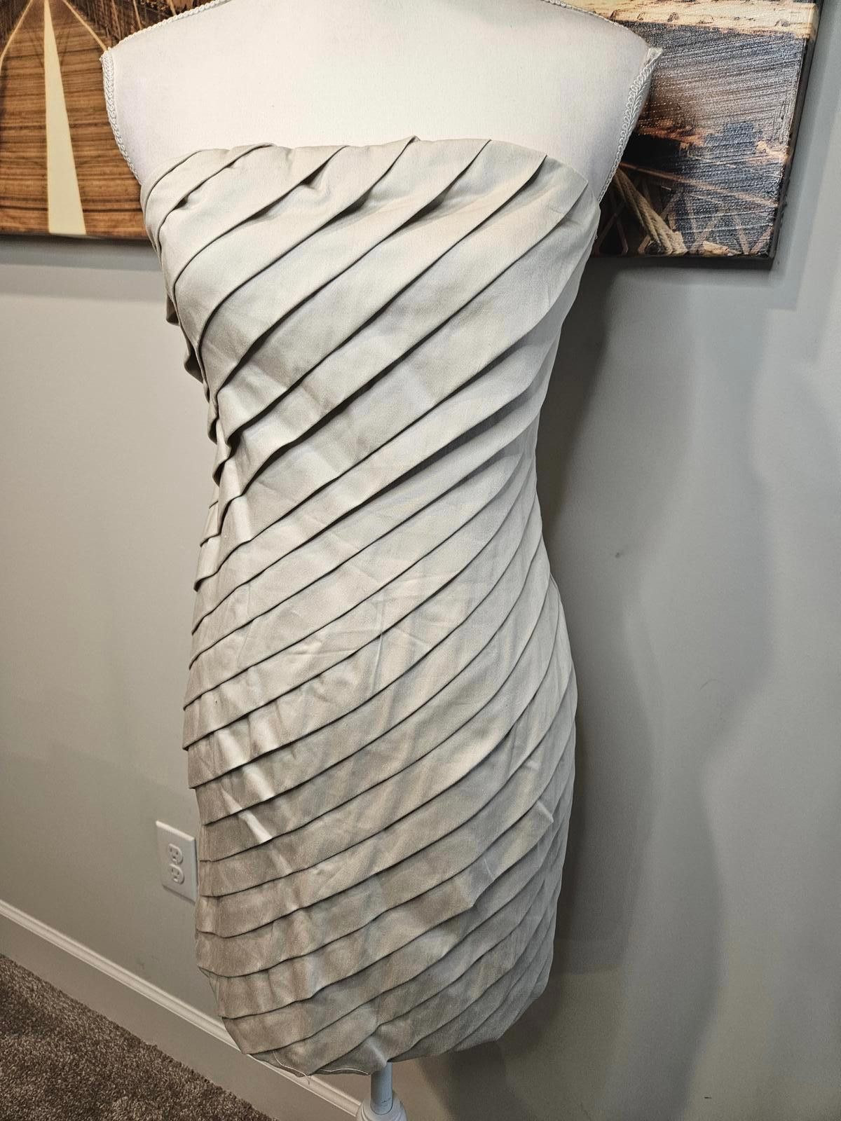 Designer Nwt Rhapsody Full Zip Elegant Strapless Pleated Dress #407 Size S / US 4 / IT 40 - 1 Thumbnail